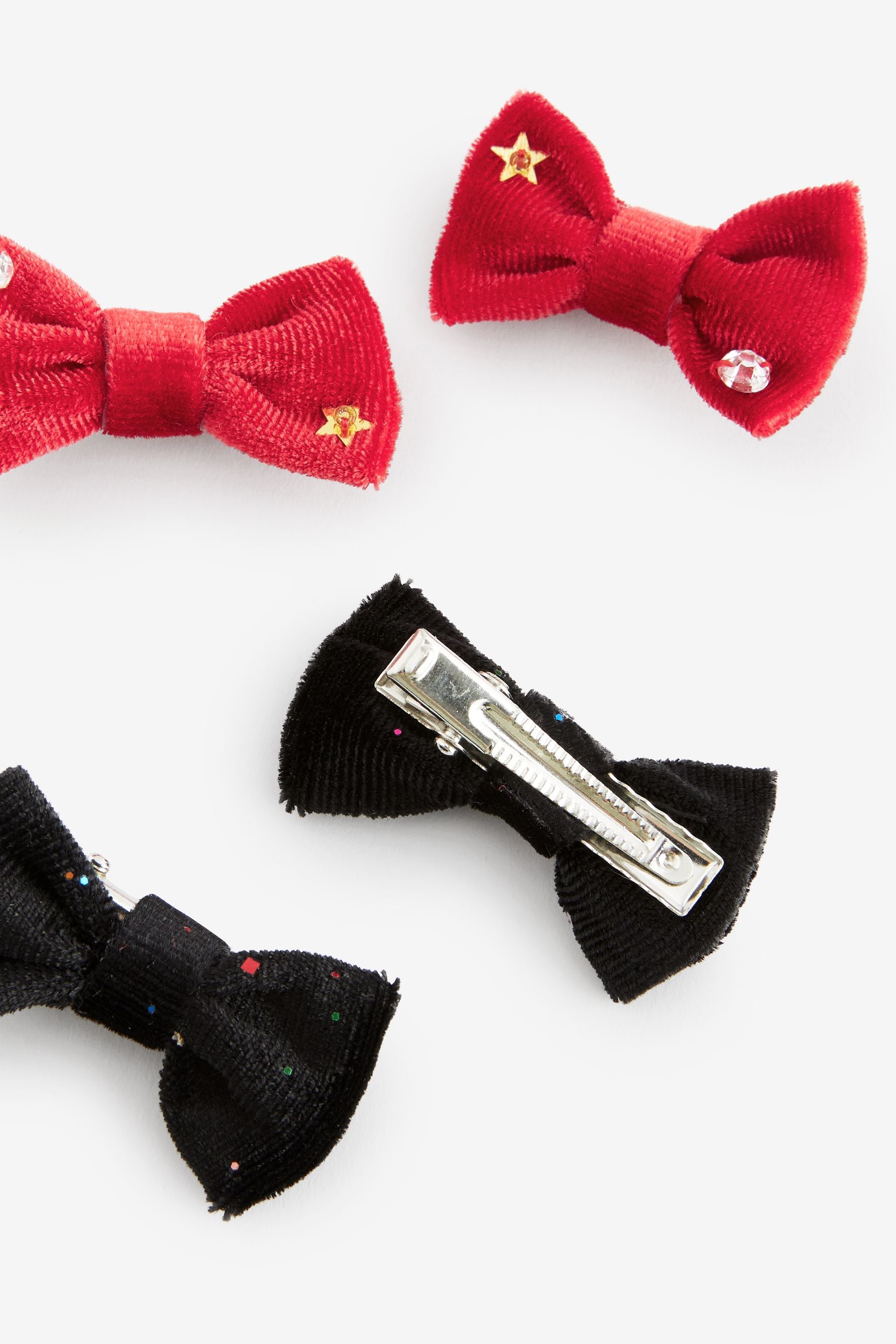 Black Star and Gem Bow Hair Clips 4 Pack