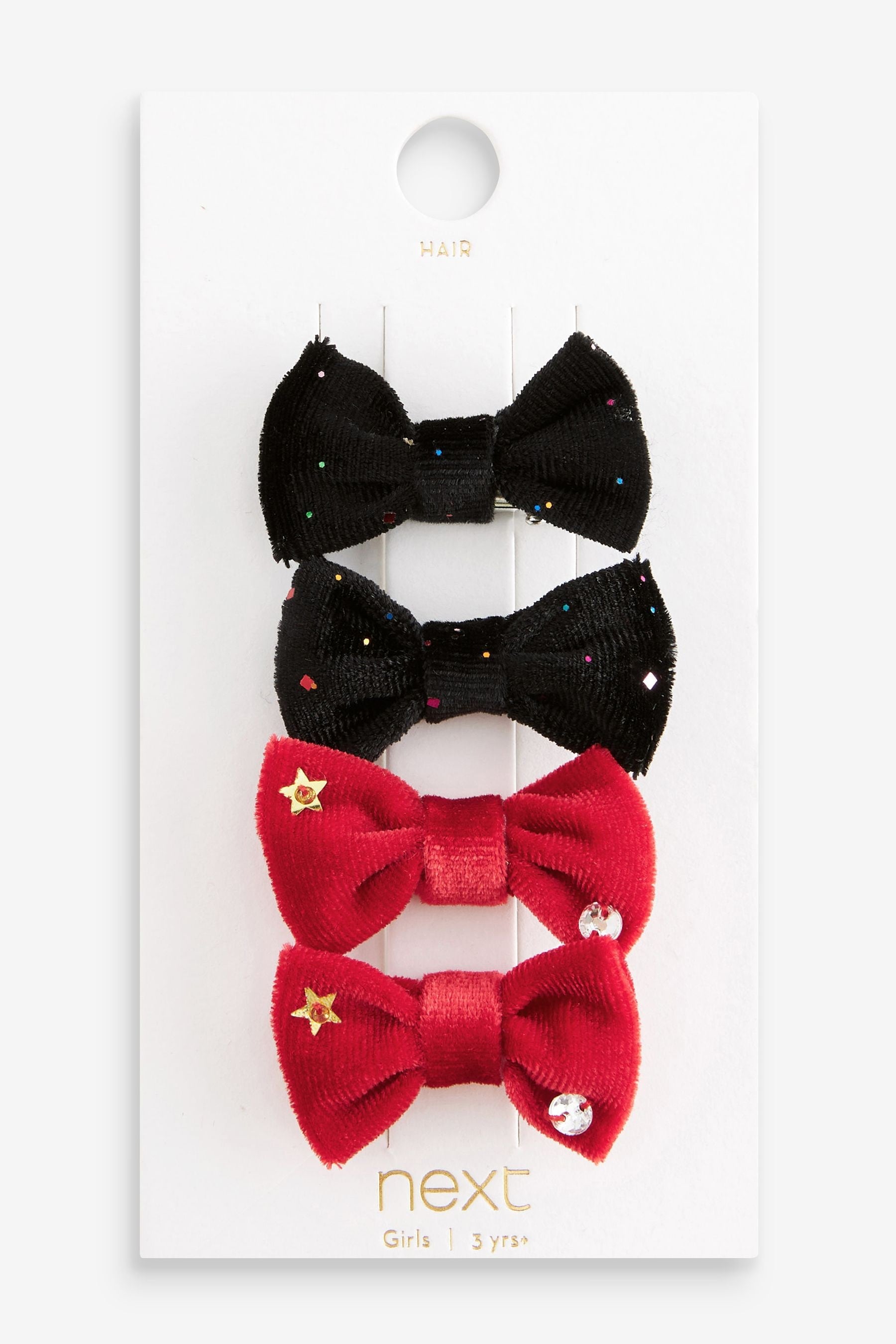 Black Star and Gem Bow Hair Clips 4 Pack