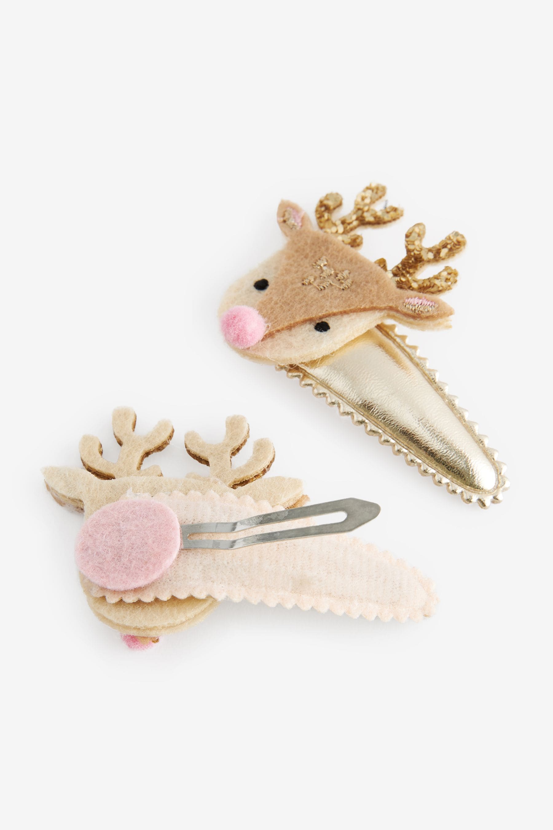 Gold Reindeer Hair Clips 2 Pack