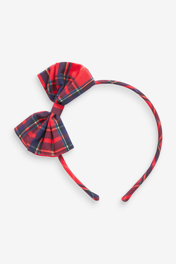 Red Tartan Bow Hairband