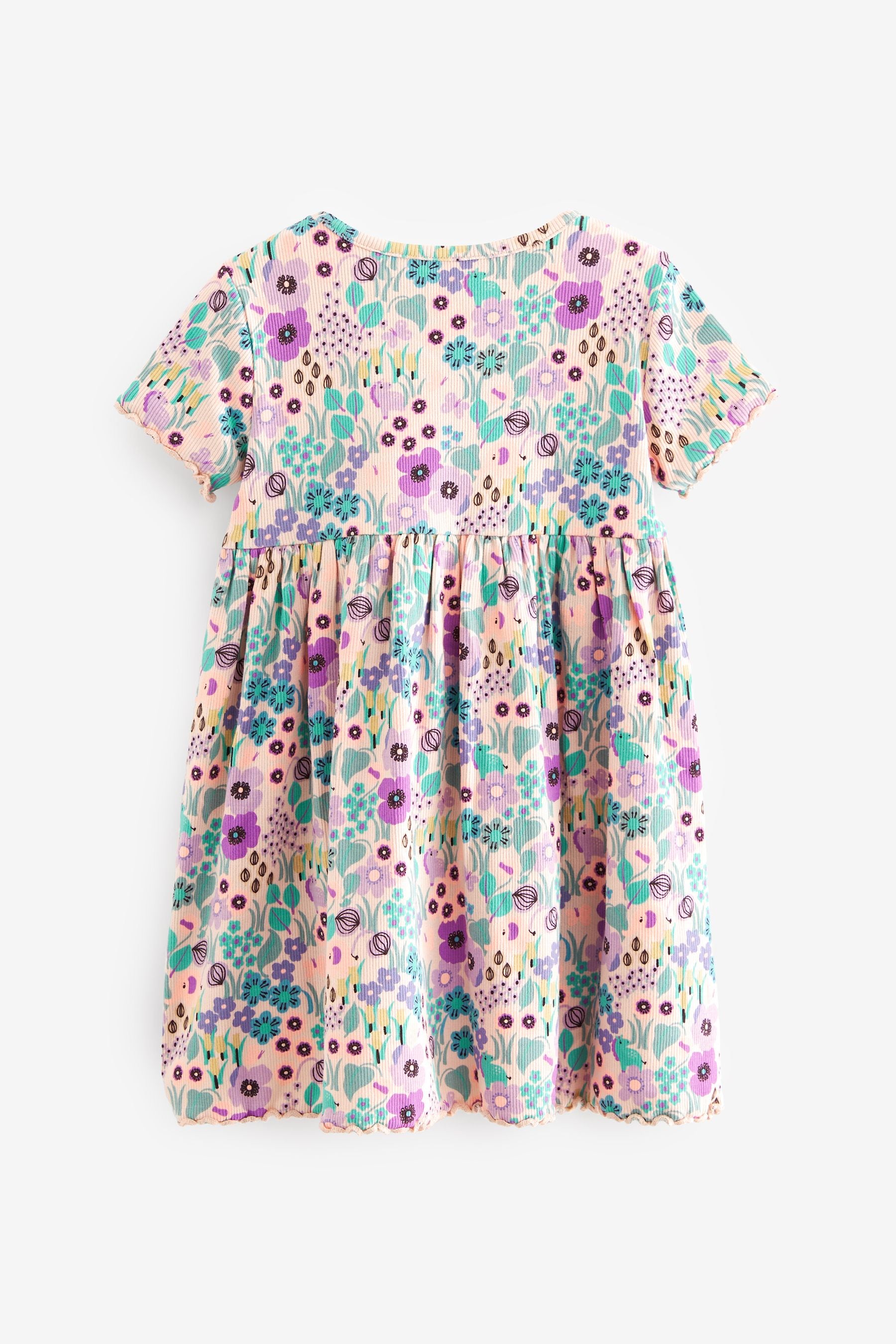 Lilac Ditsy Ribbed Jersey Dress (3mths-7yrs)