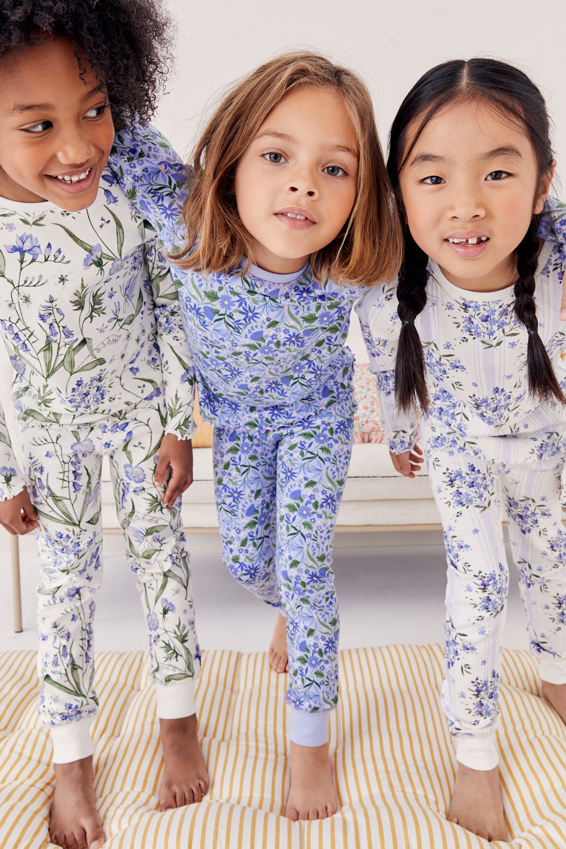 Blue/White Bluebell Floral Pyjamas 3 Pack (9mths-16yrs)