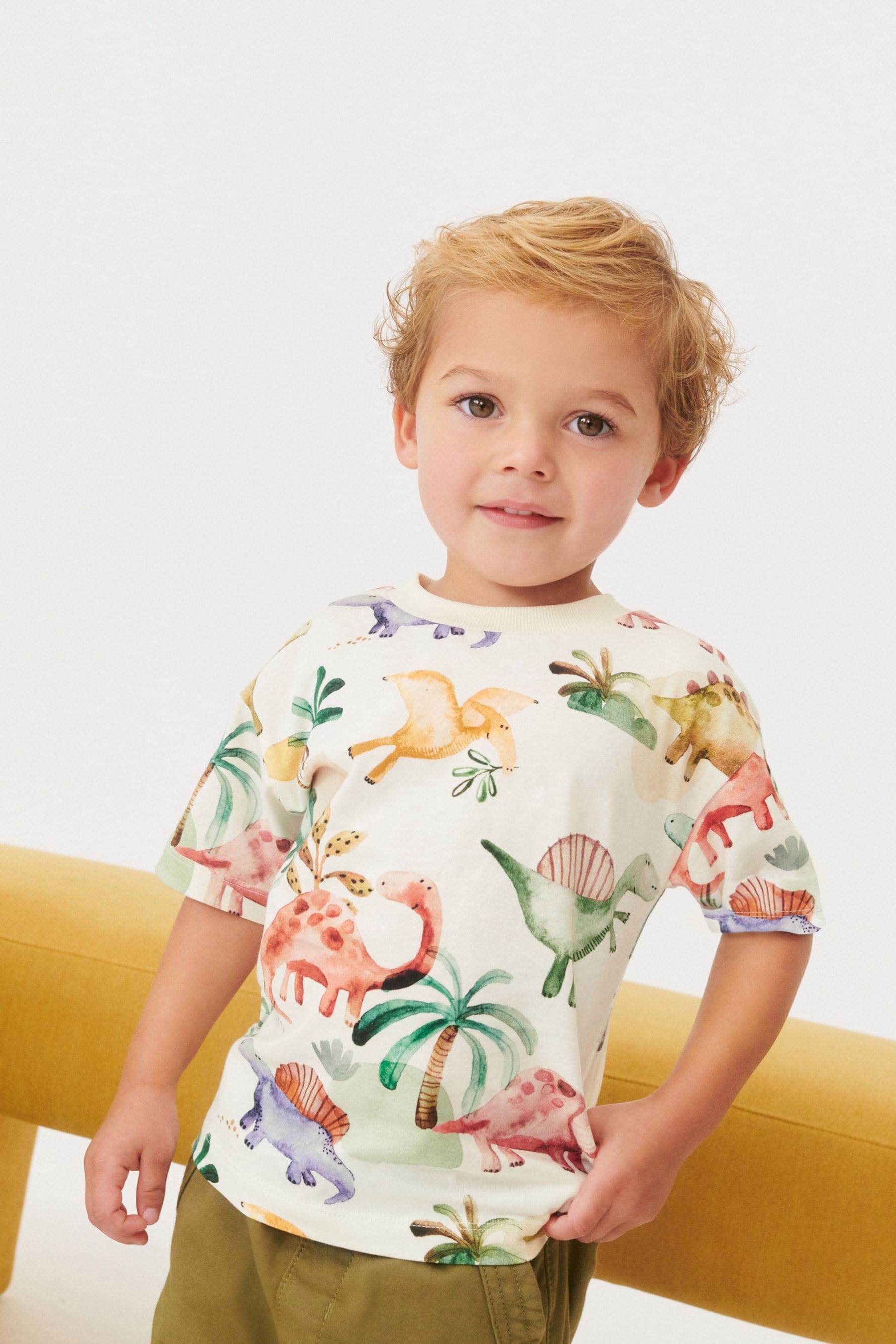 Neutral All-Over Print Short Sleeve T-Shirt (3mths-7yrs)