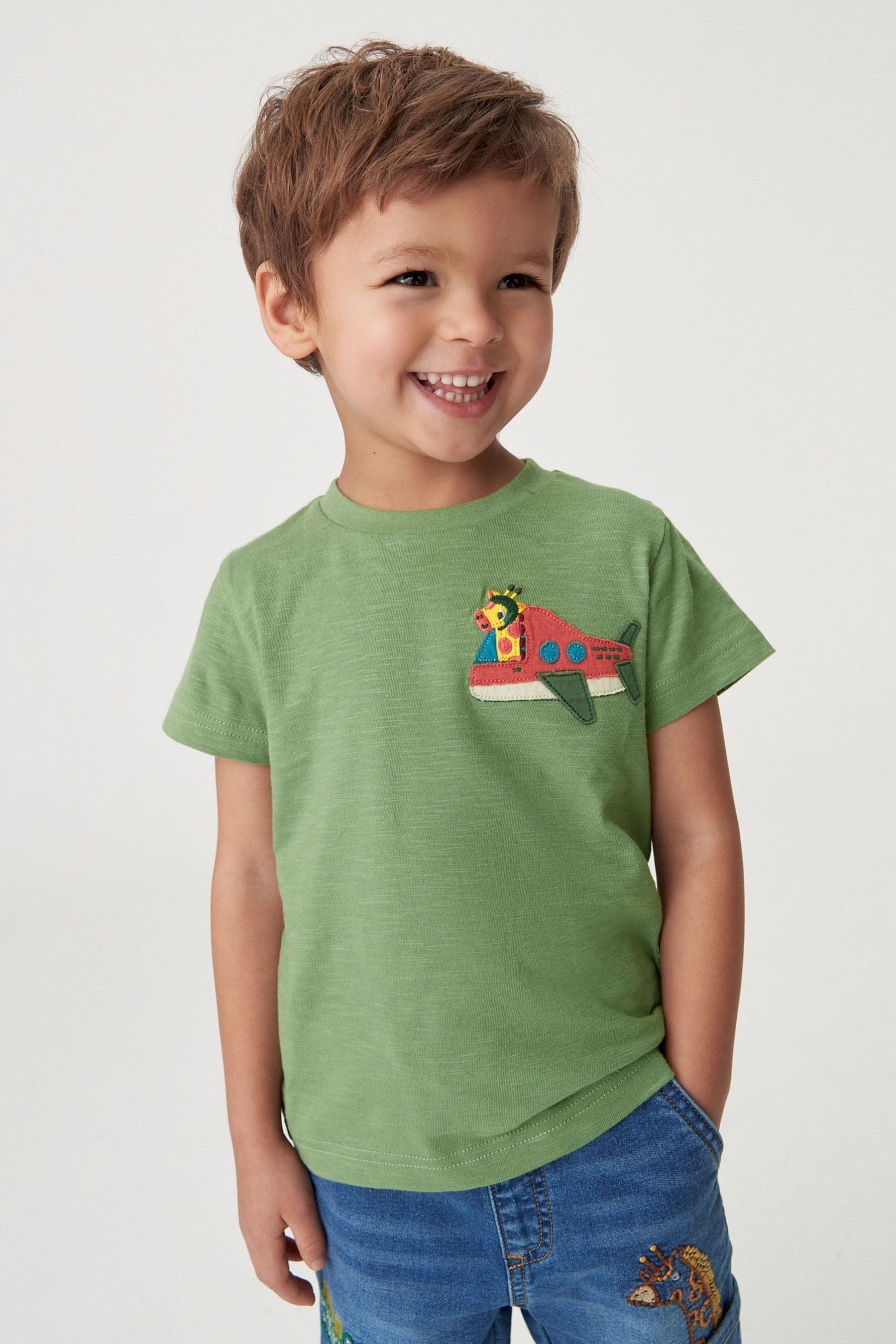 Green Appliquééé Character Short Sleeve T-Shirt (3mths-7yrs)