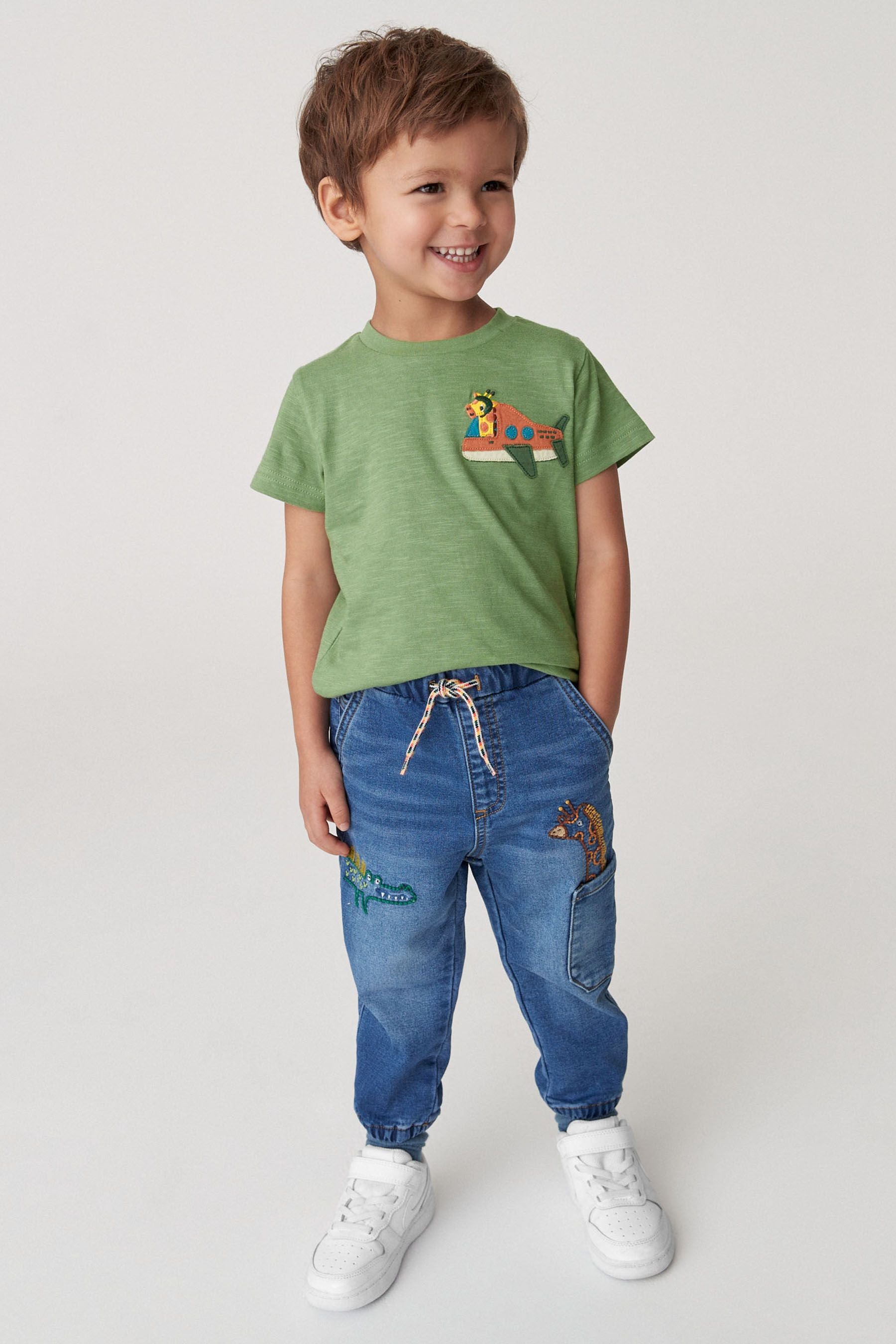 Green Appliquééé Character Short Sleeve T-Shirt (3mths-7yrs)