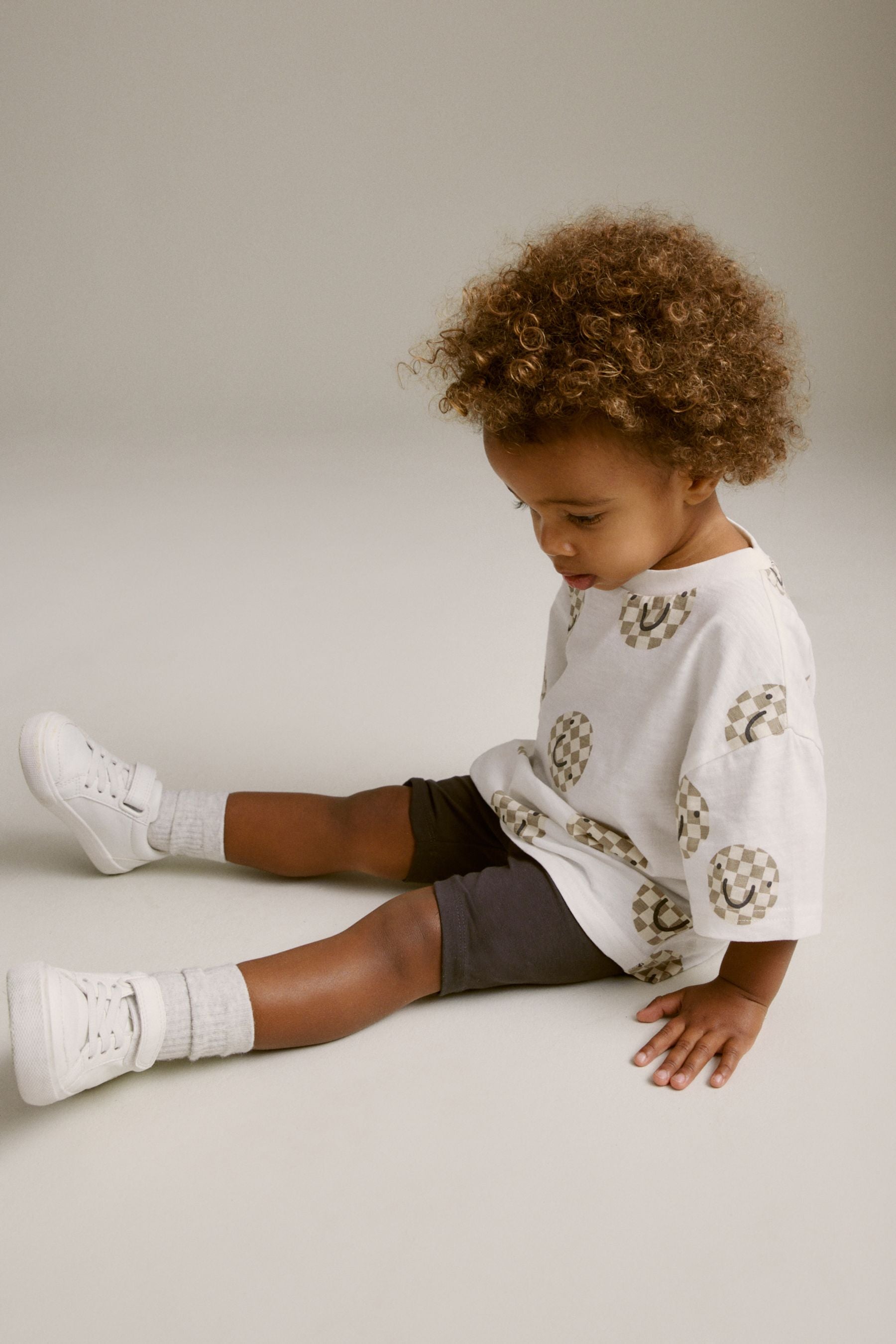 Ecru White/Brown T-Shirt And Cycling Shorts Set (3mths-7yrs)