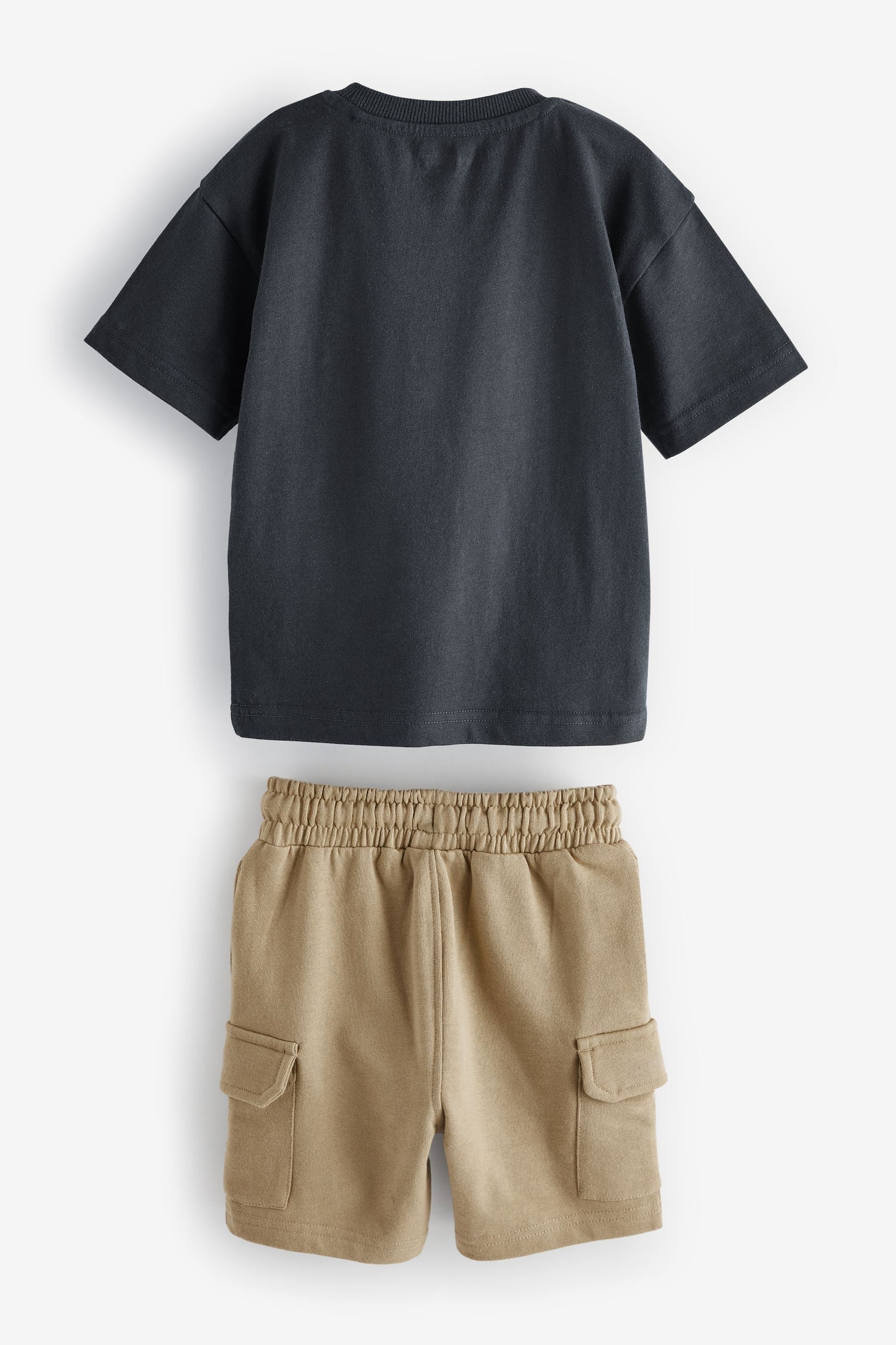 Tan Brown/Grey Utility Bumbag Short Sleeve T-Shirt & Shorts Set (3mths-7yrs)