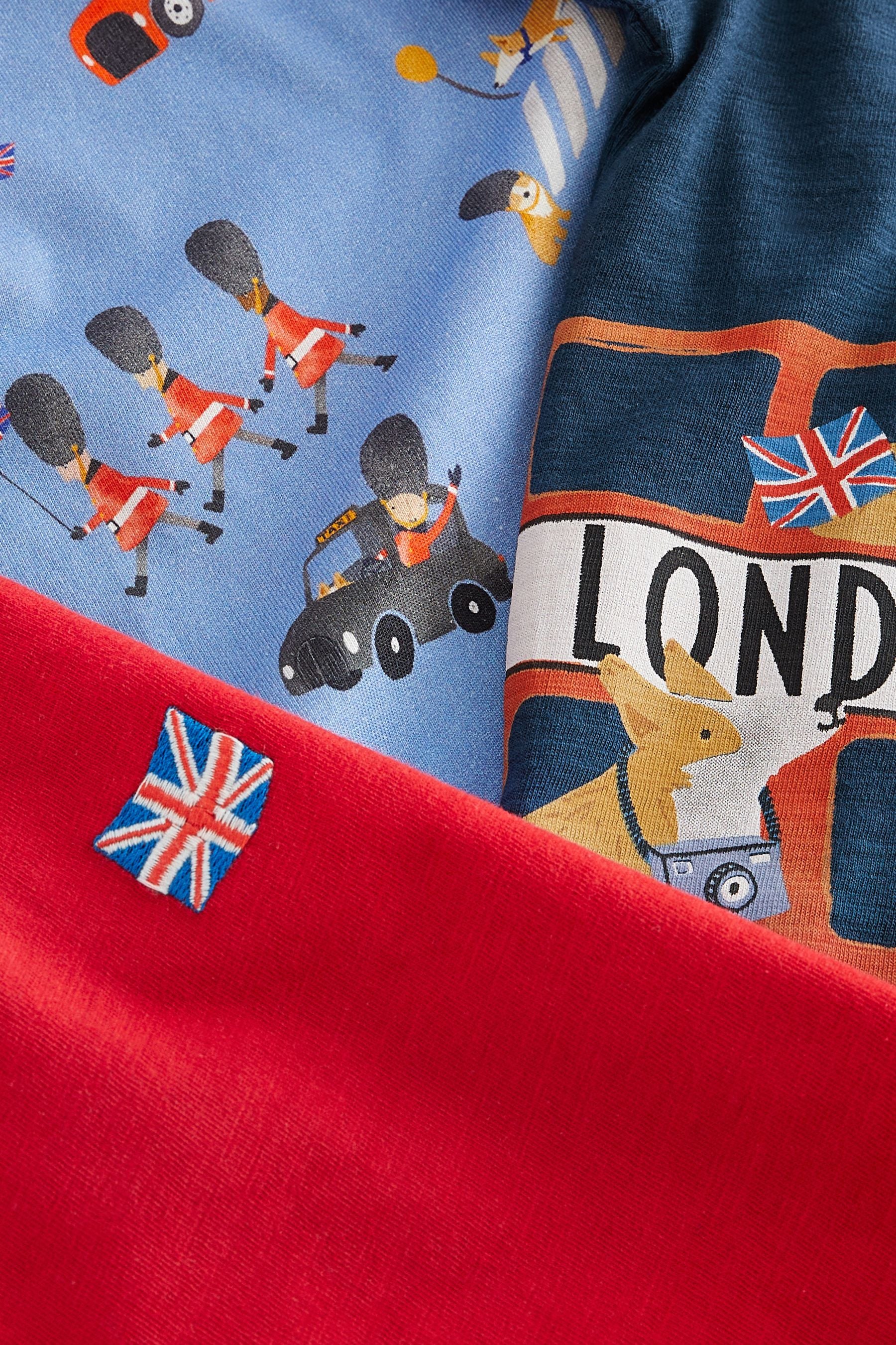 Red/Blue London Short Sleeve Character T-Shirts 3 Pack (3mths-7yrs)