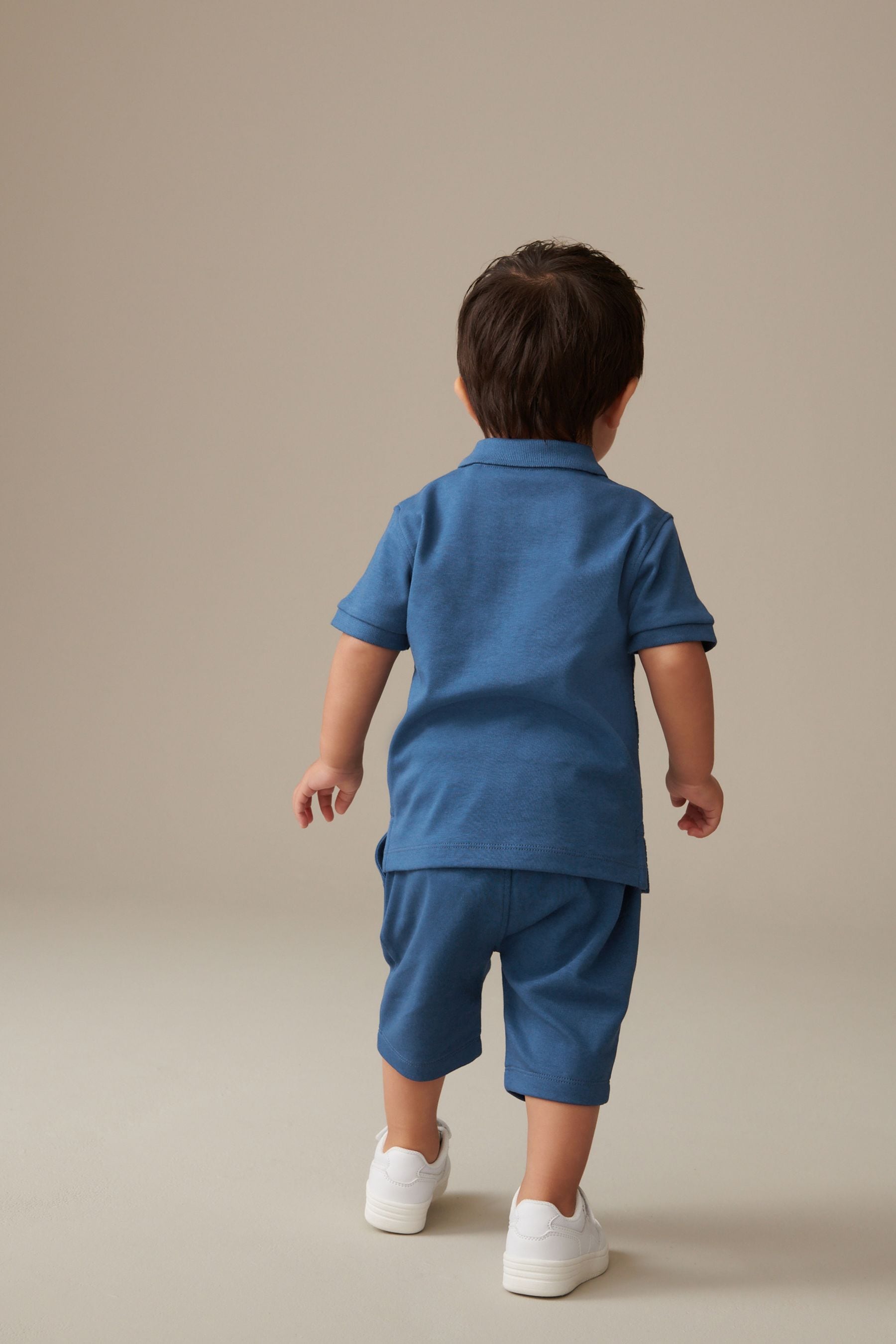 Blue Zip Polo Shirt and Shorts Set (3mths-7yrs)