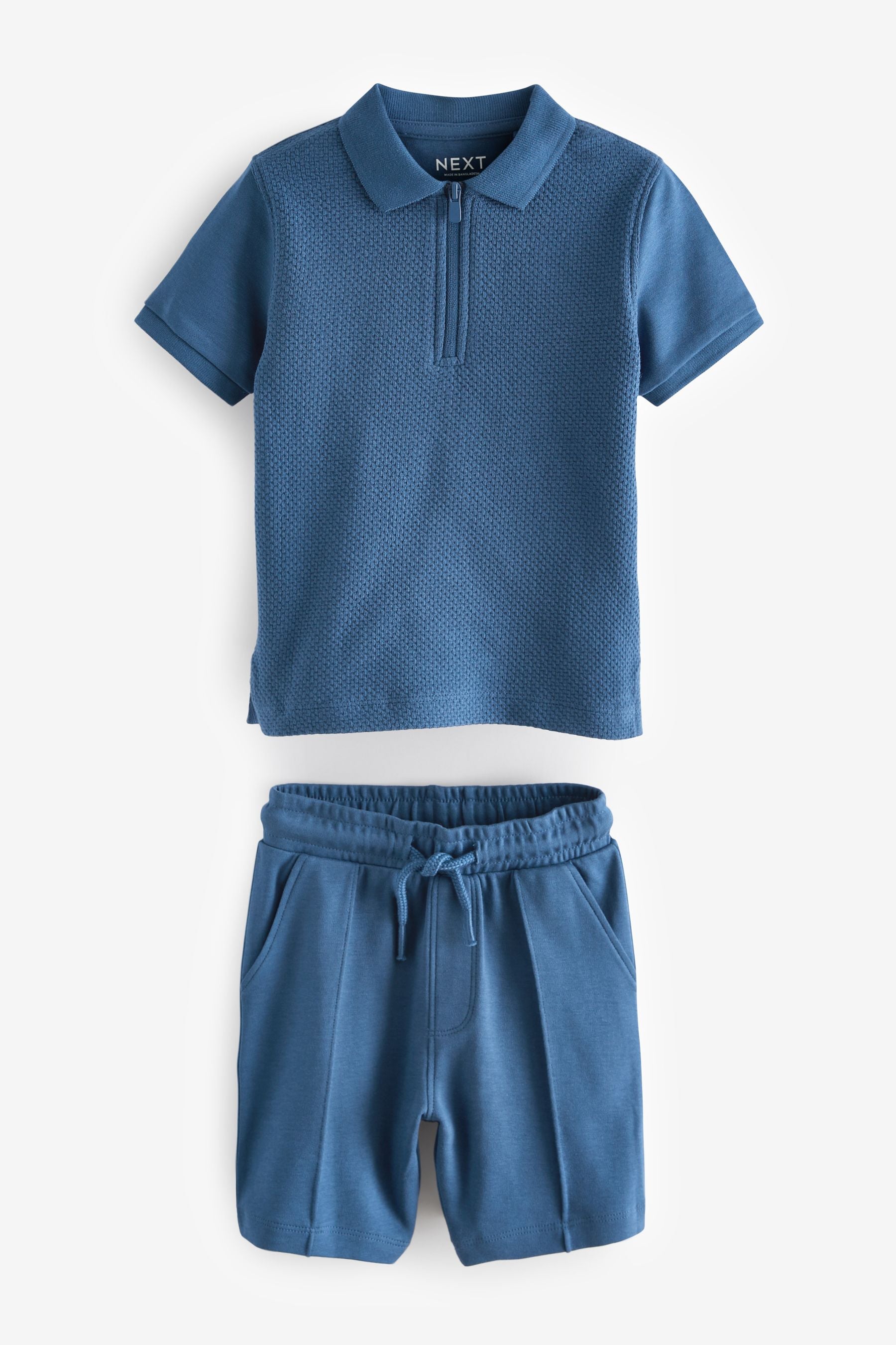 Blue Zip Polo Shirt and Shorts Set (3mths-7yrs)