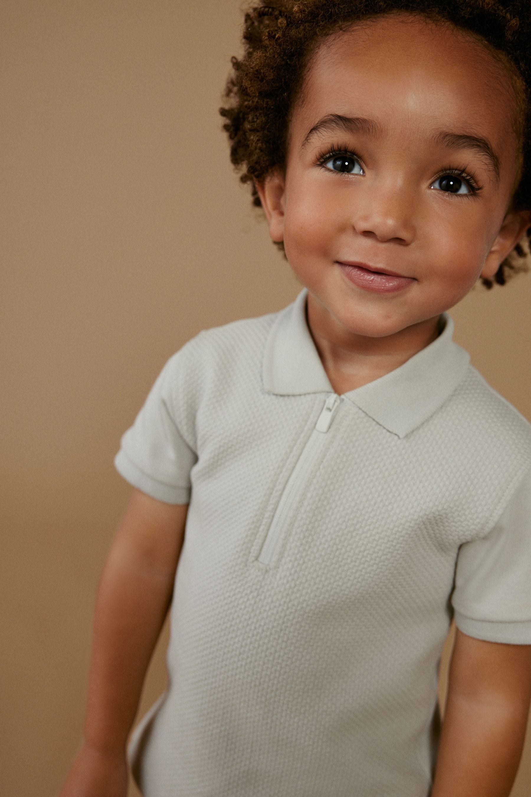 Grey Zip Polo Shirt and Shorts Set (3mths-7yrs)