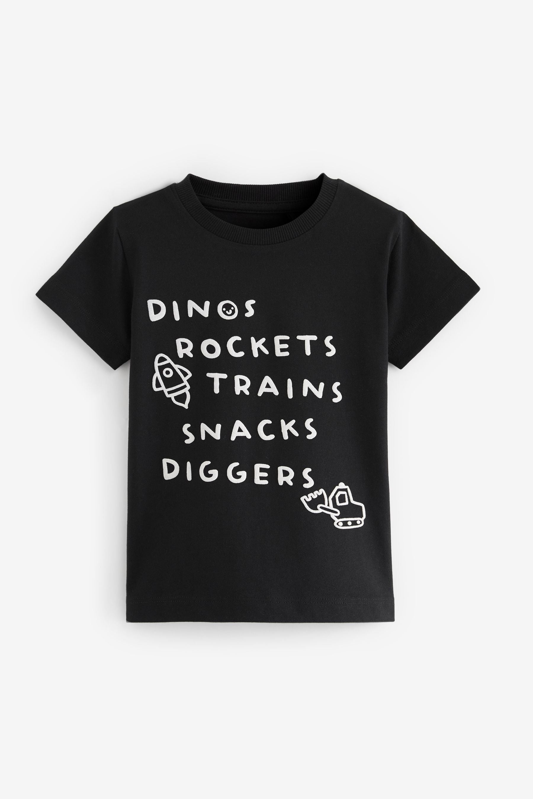 Black/White Slogan Short Sleeve T-Shirt (3mths-7yrs)