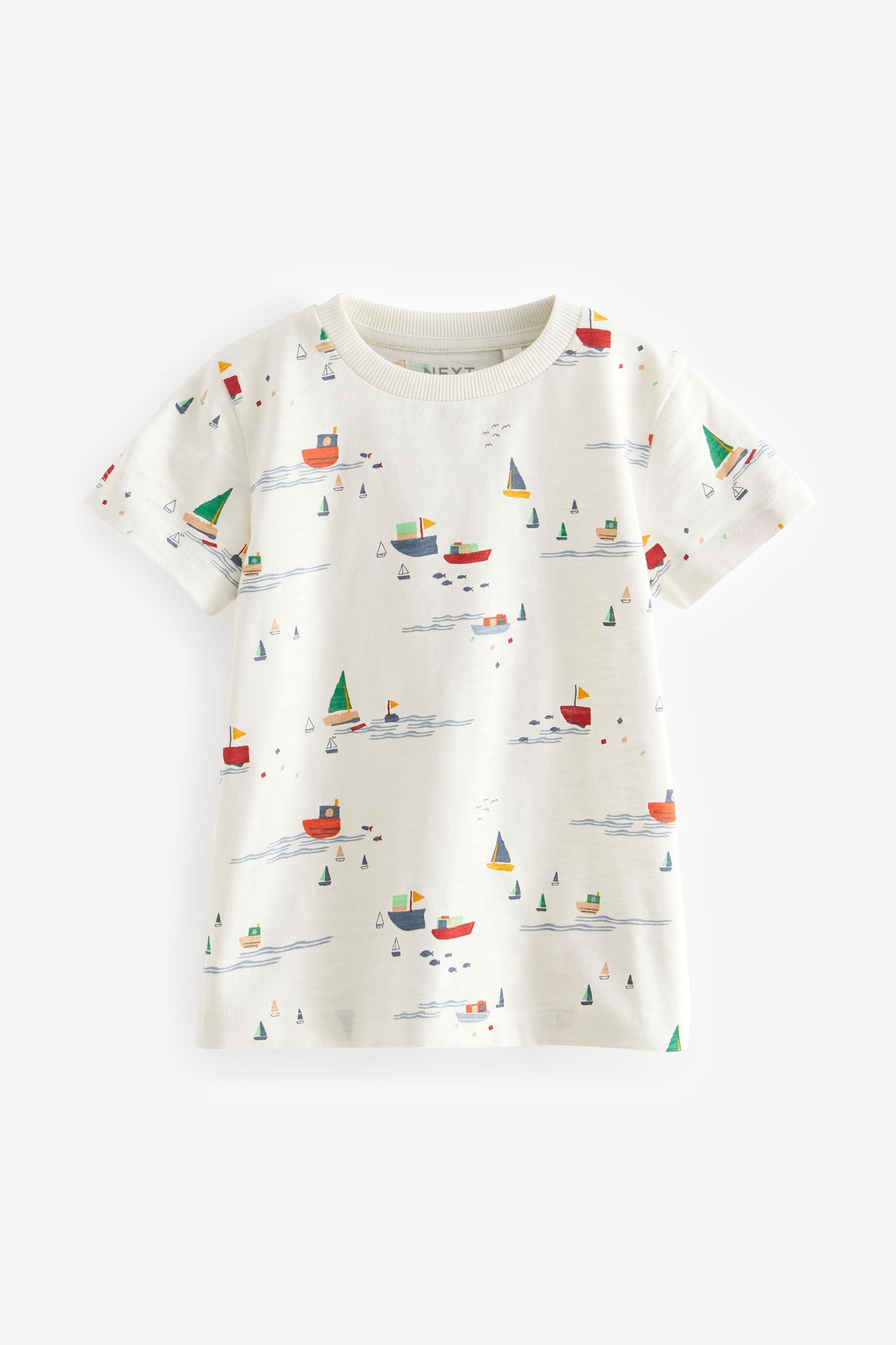 White/Blue All-Over Print Short Sleeve T-Shirt (3mths-7yrs)