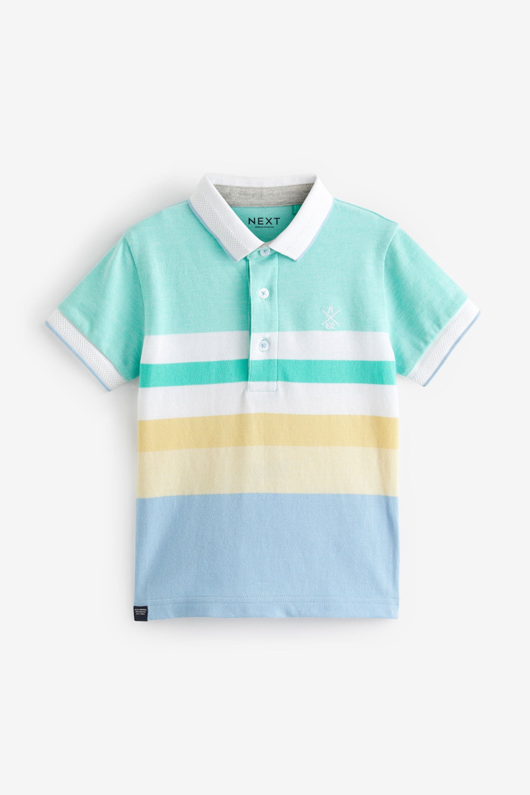 Blue/Yellow Short Sleeve Colourblock Polo Shirt (3mths-7yrs)