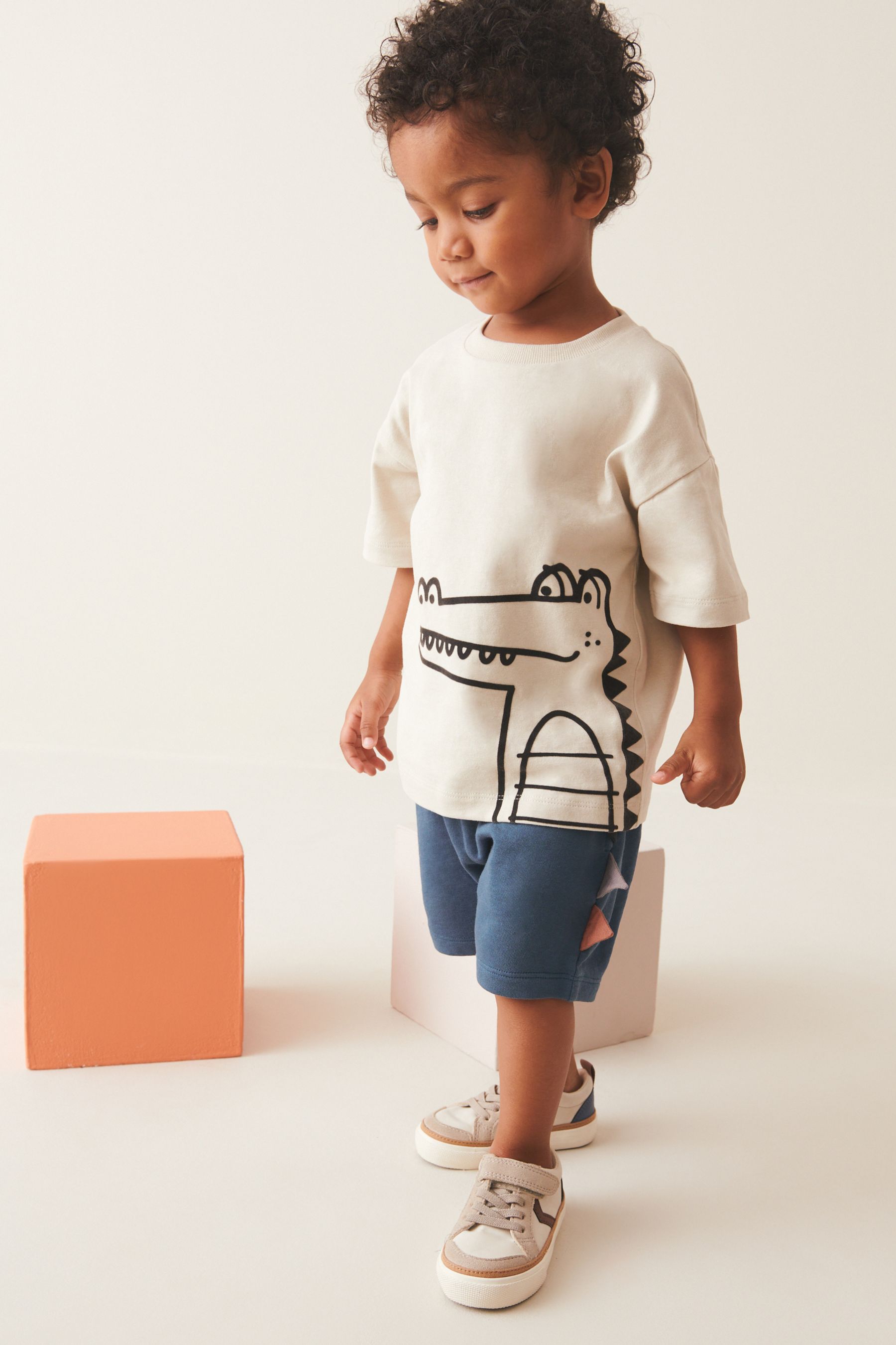 Rust Brown/Ecru Cream 2 pack T-shirt and Shorts Set (3mths-7yrs)