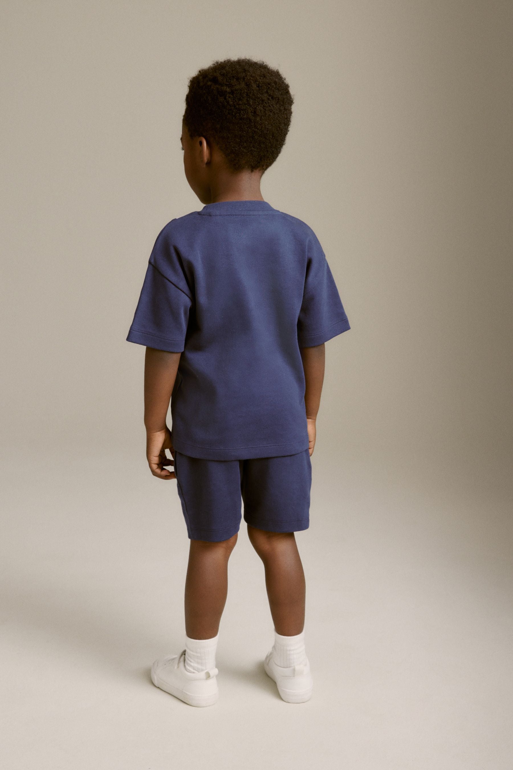 Blue Short Sleeve Colourblock T-Shirt and Shorts Set (3mths-7yrs)