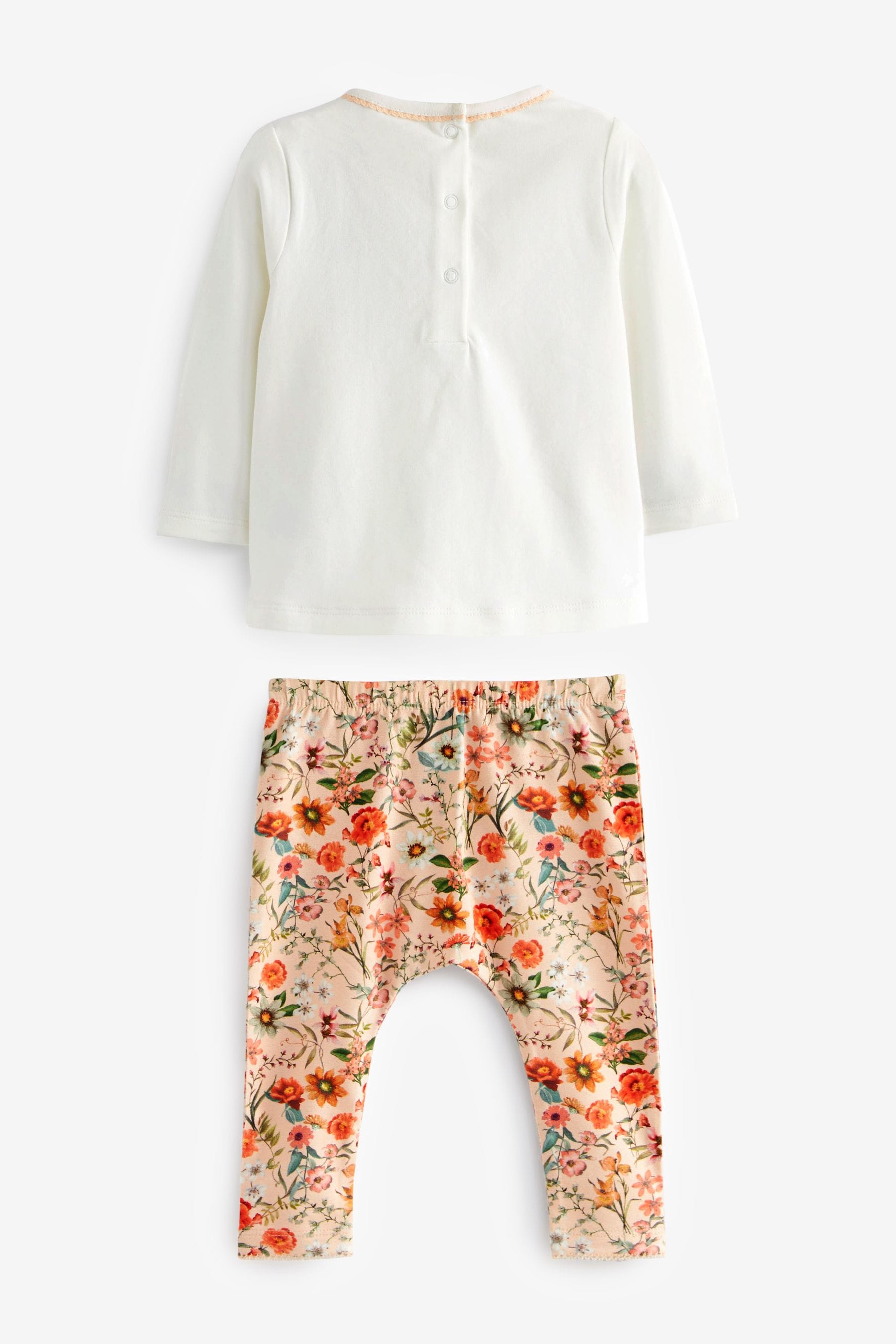 Orange Floral Baby Top And Leggings Set