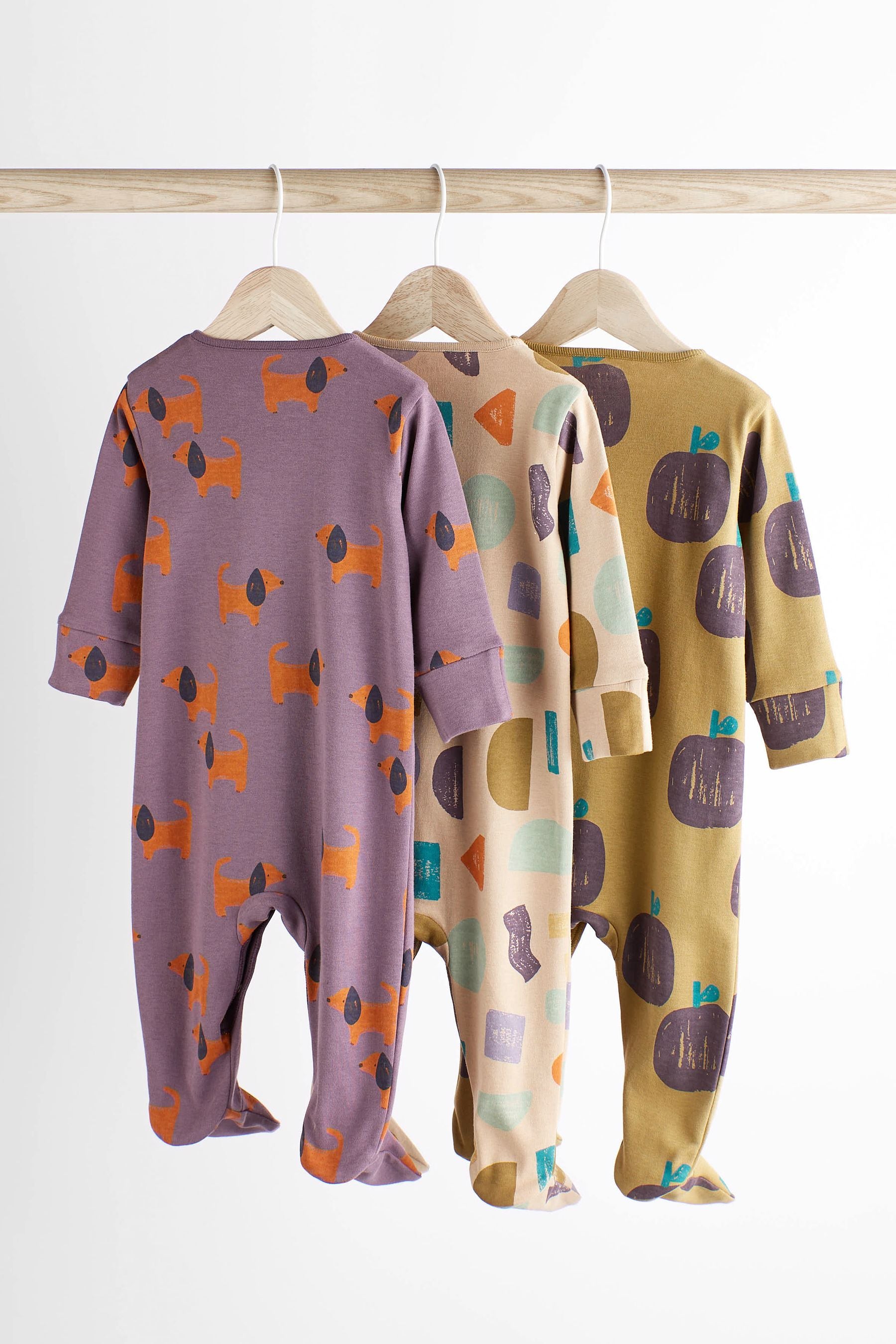 Lilac Purple Baby Sleepsuits 3 Pack (0mths-2yrs)