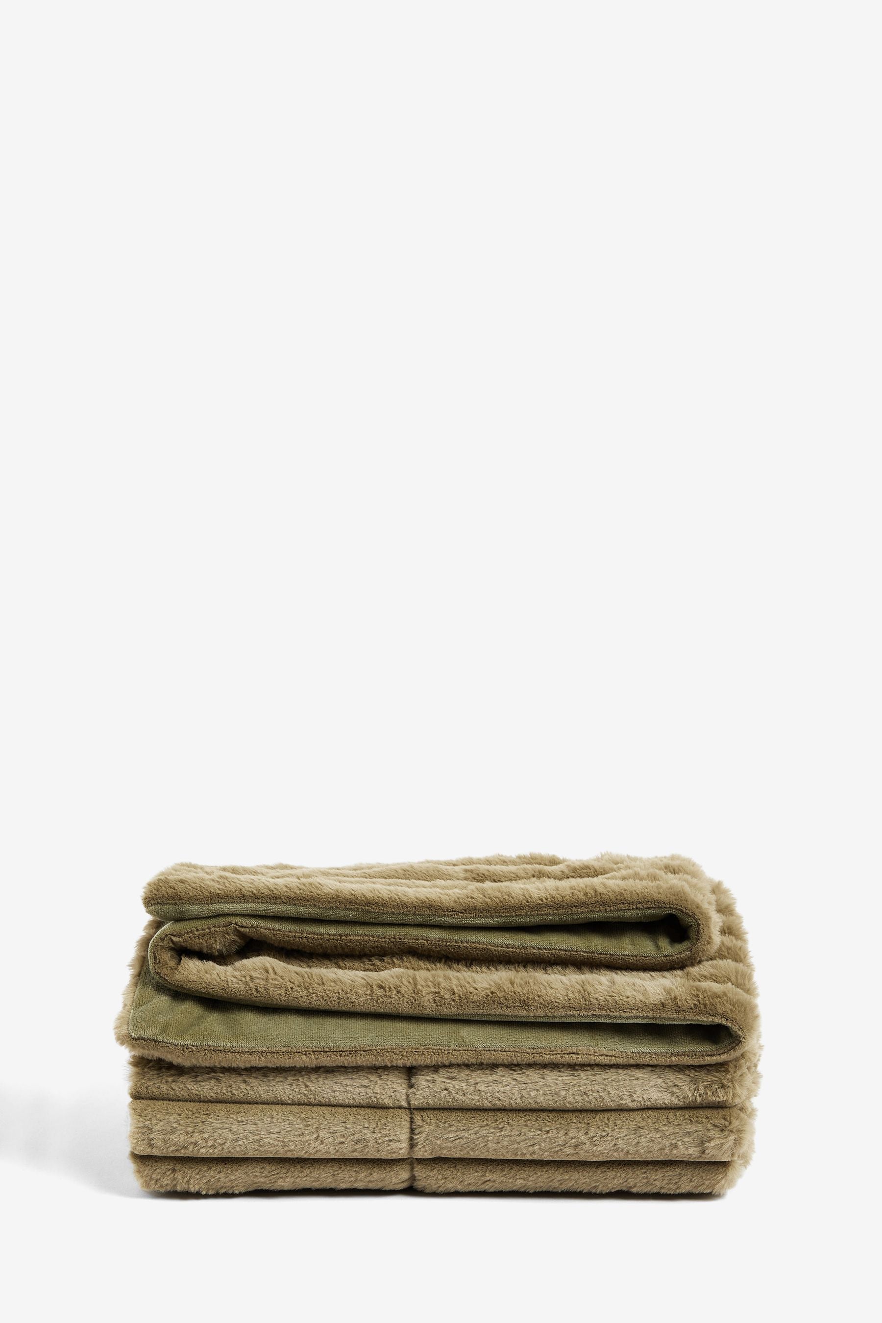 Sage Green Faux Fur Throw Blanket