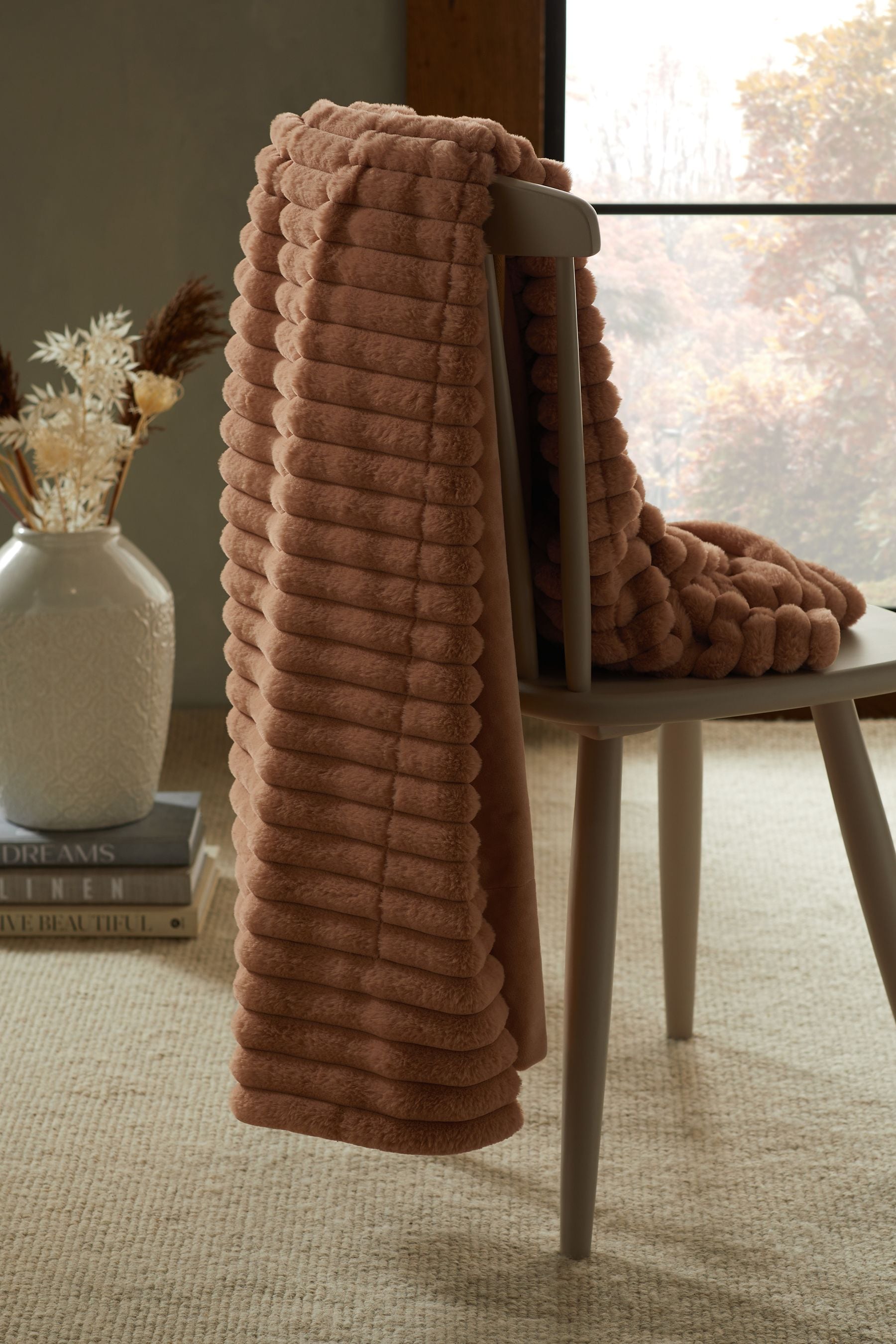 Mink Brown Faux Fur Throw Blanket