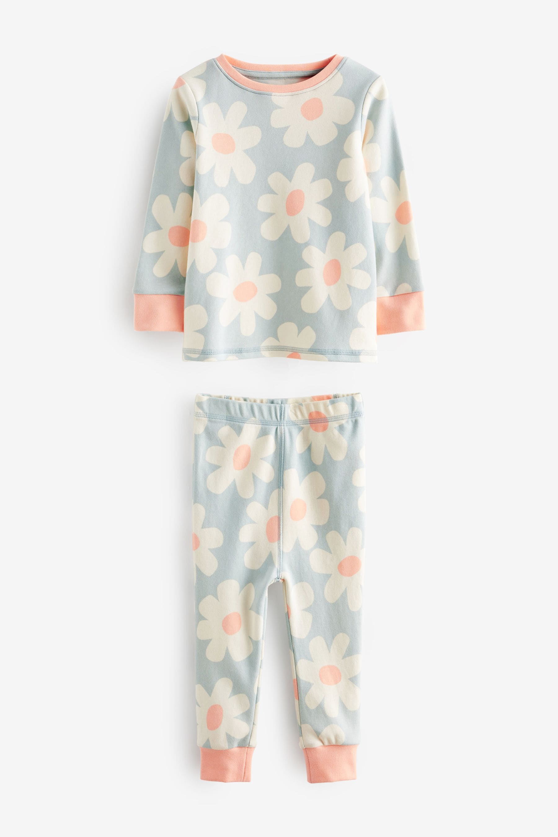 Neon Orange/Blue Floral 3 Pack Printed Long Sleeve Pyjamas (9mths-10yrs)