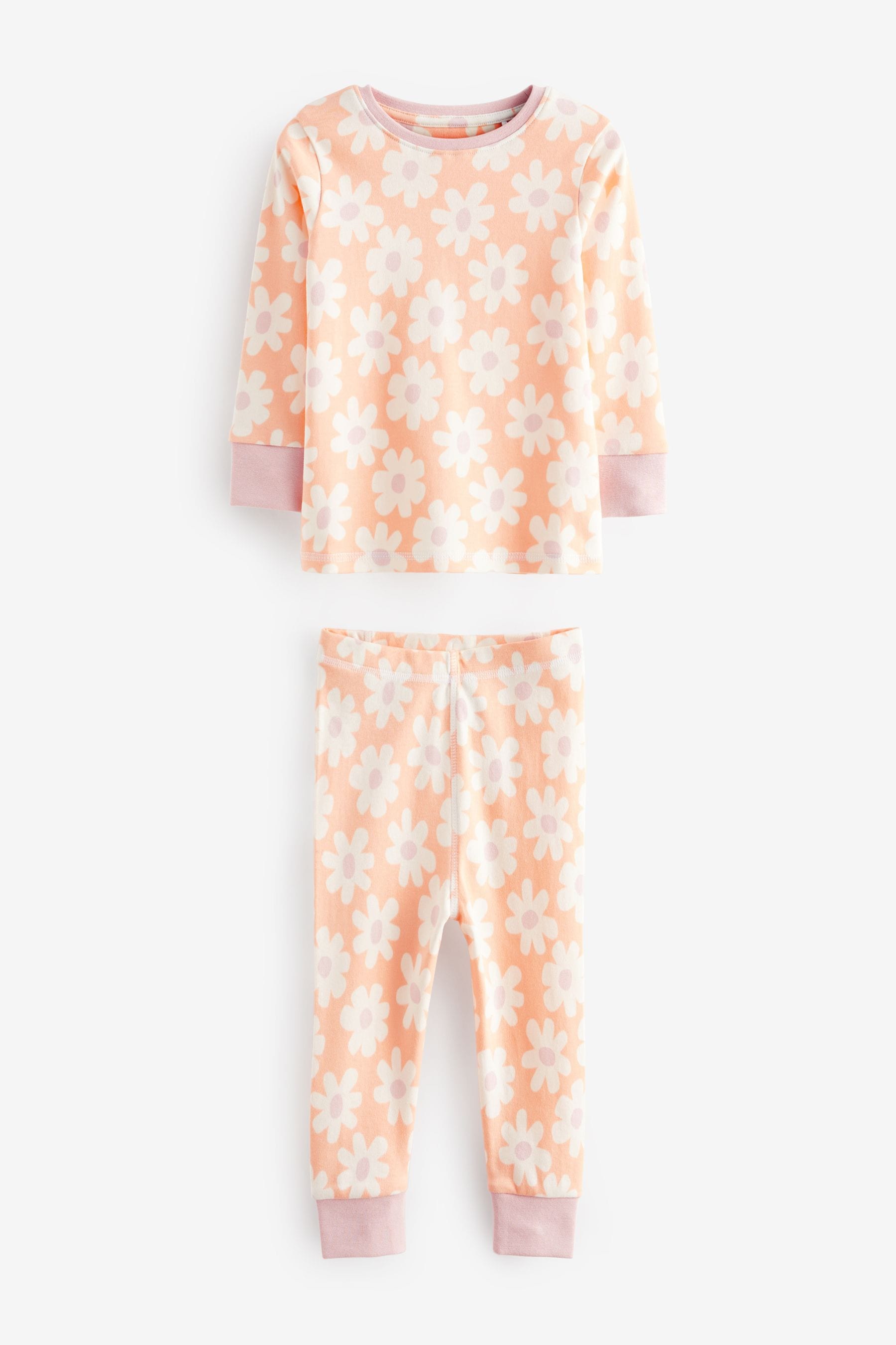 Neon Orange/Blue Floral 3 Pack Printed Long Sleeve Pyjamas (9mths-10yrs)