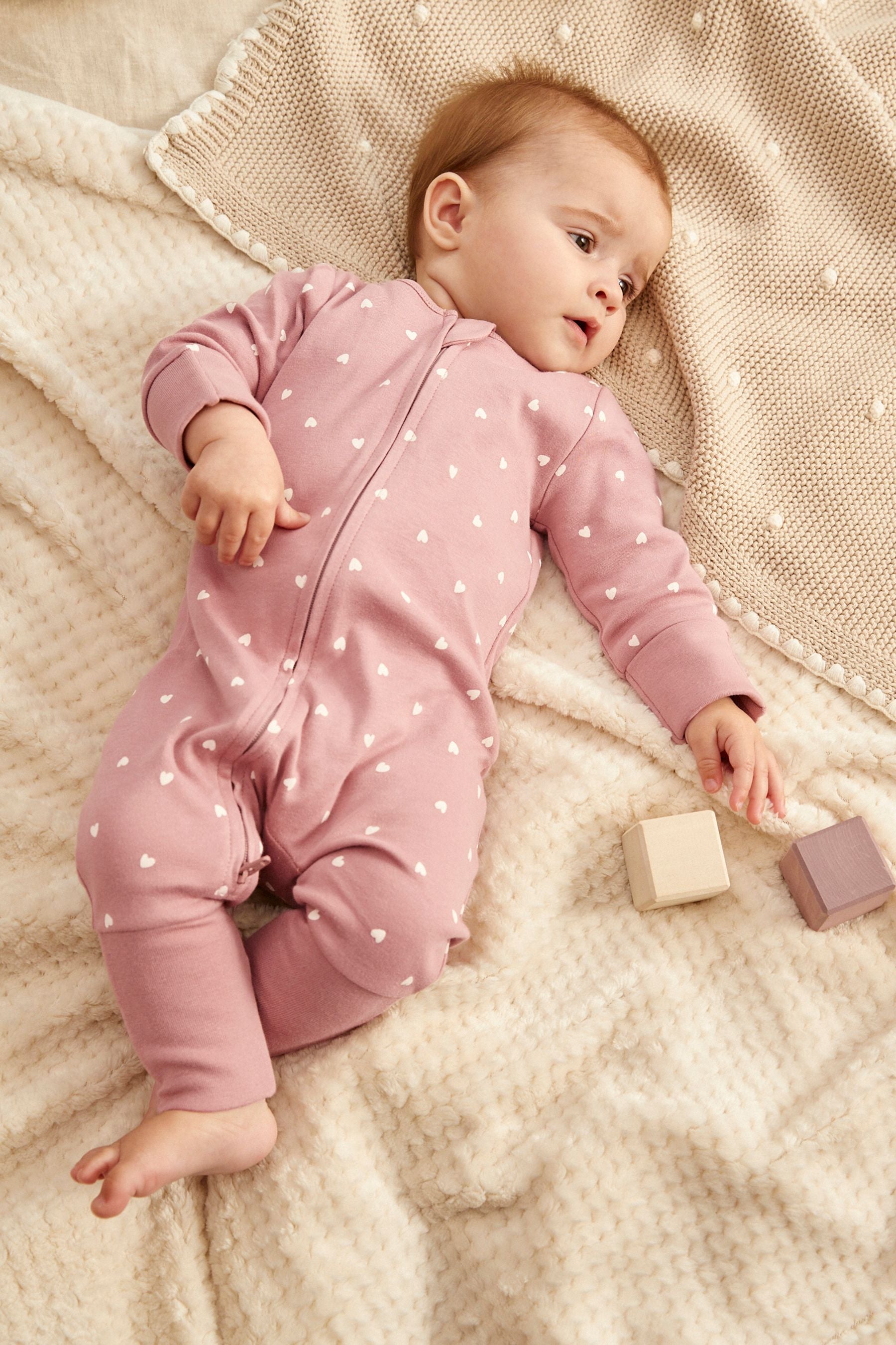 Mauve Purple Turnover Feet Two Way Zip Baby Sleepsuit 1 Pack (0mths-3yrs)