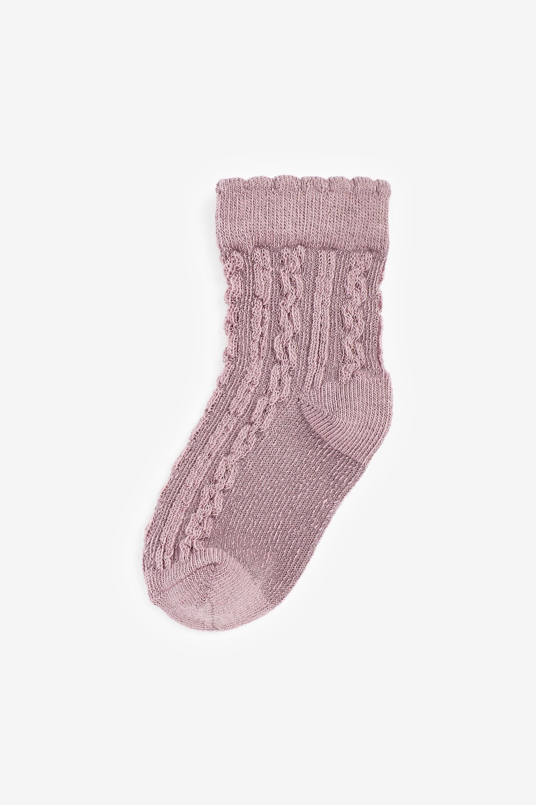 Pink/Neutral Baby Cable Socks 7 Pack (0mths-2yrs)