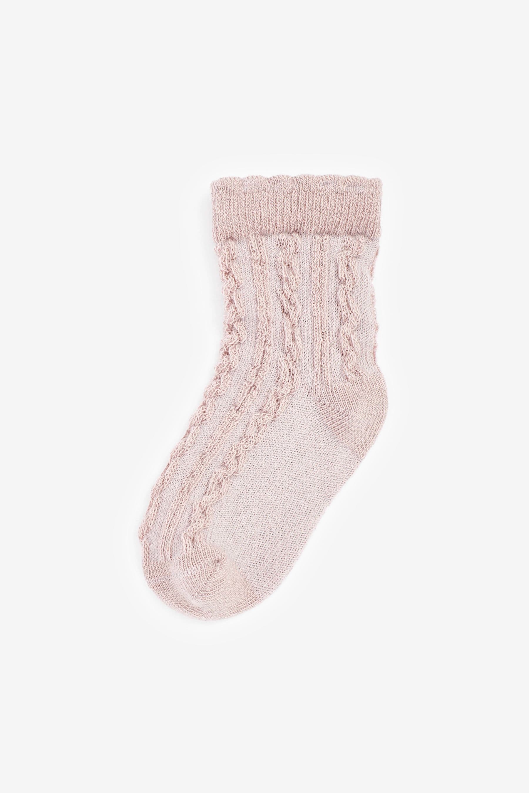 Pink/Neutral Baby Cable Socks 7 Pack (0mths-2yrs)