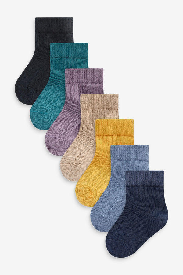 Blue Ochre Baby Rib Socks 7 Packs (0mths-2yrs)