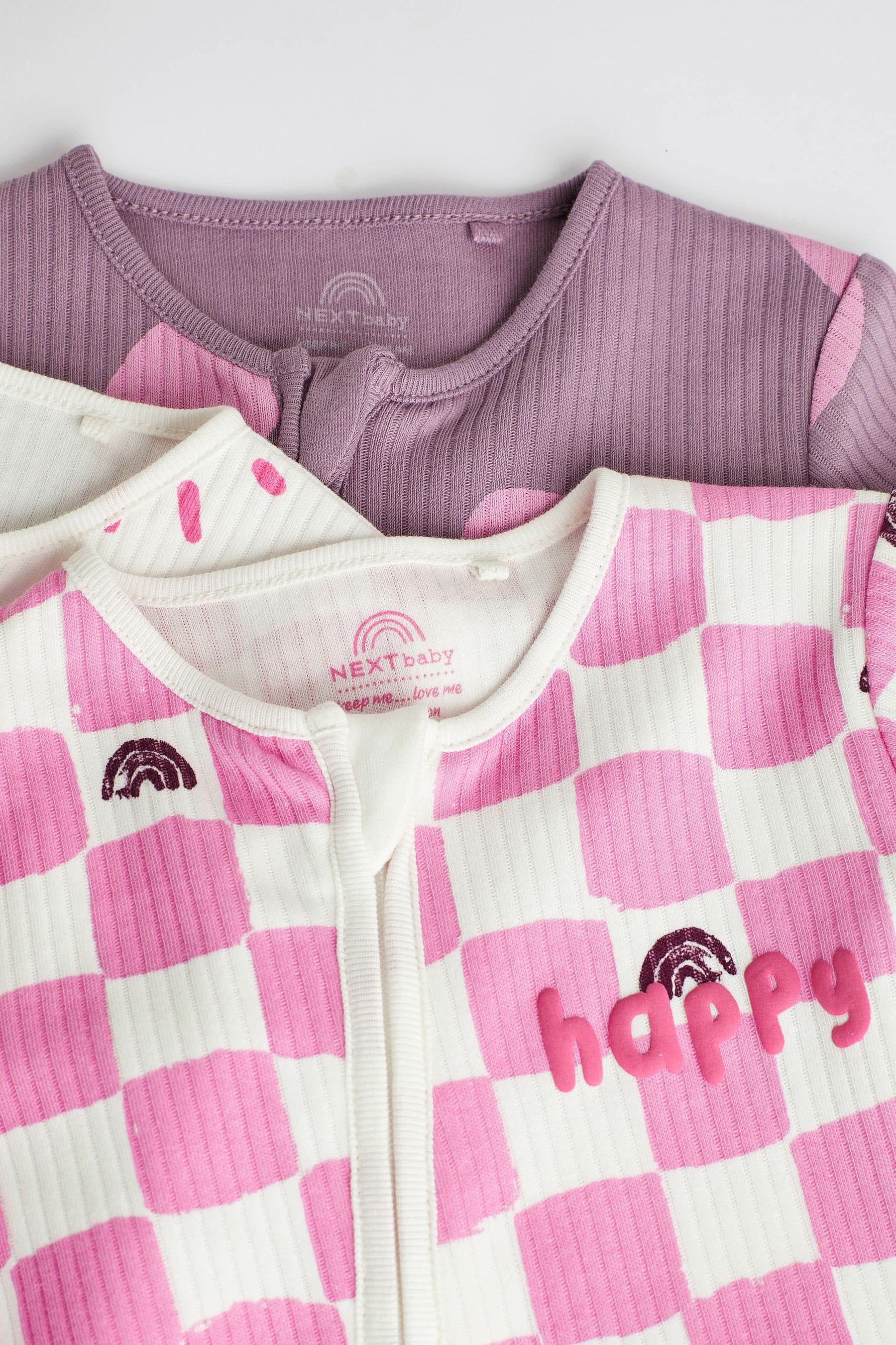 Pink Footless Baby Sleepsuits 3 Pack (0mths-3yrs)