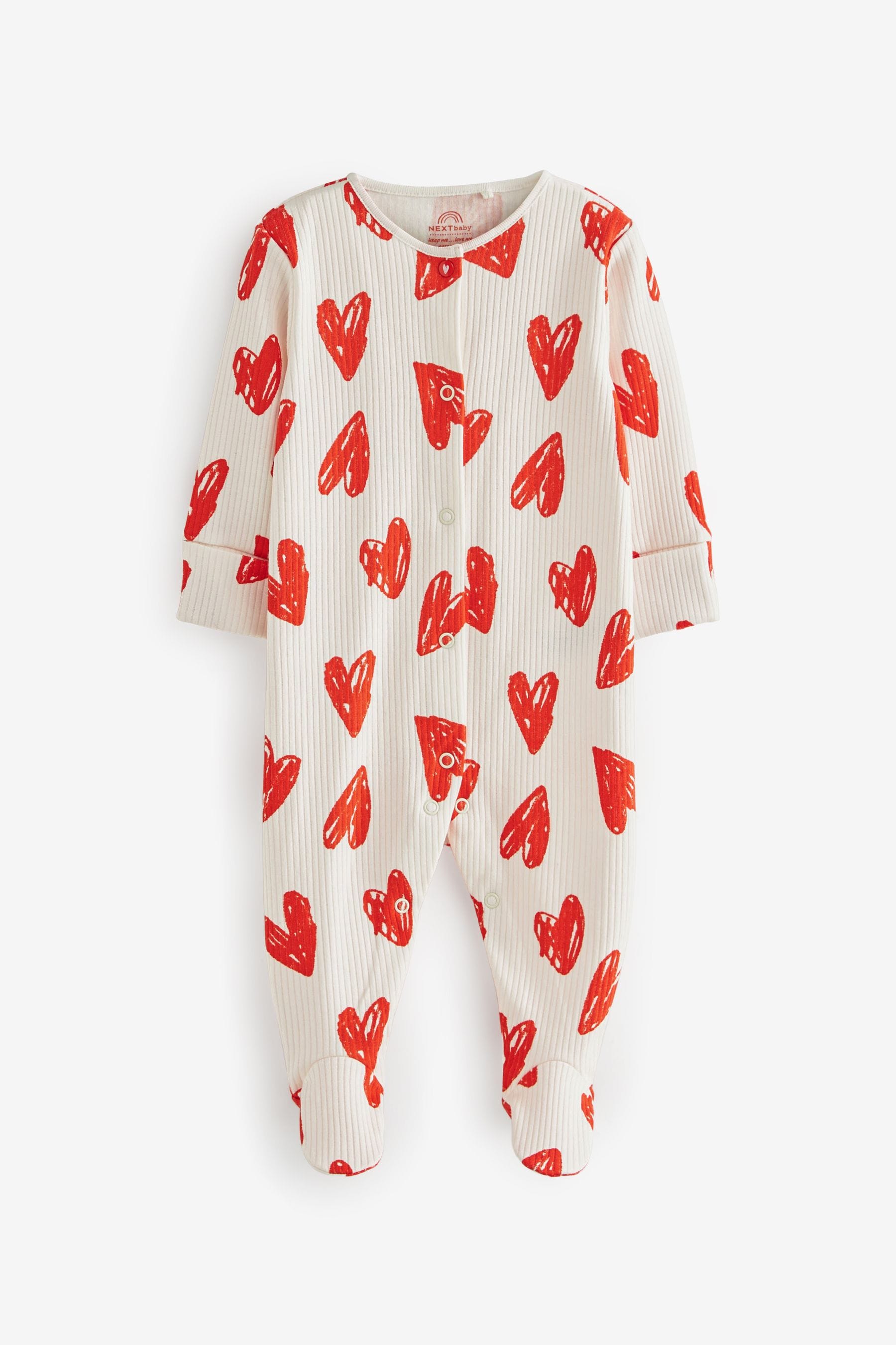 Red Hearts Baby Sleepsuit (0-2yrs)