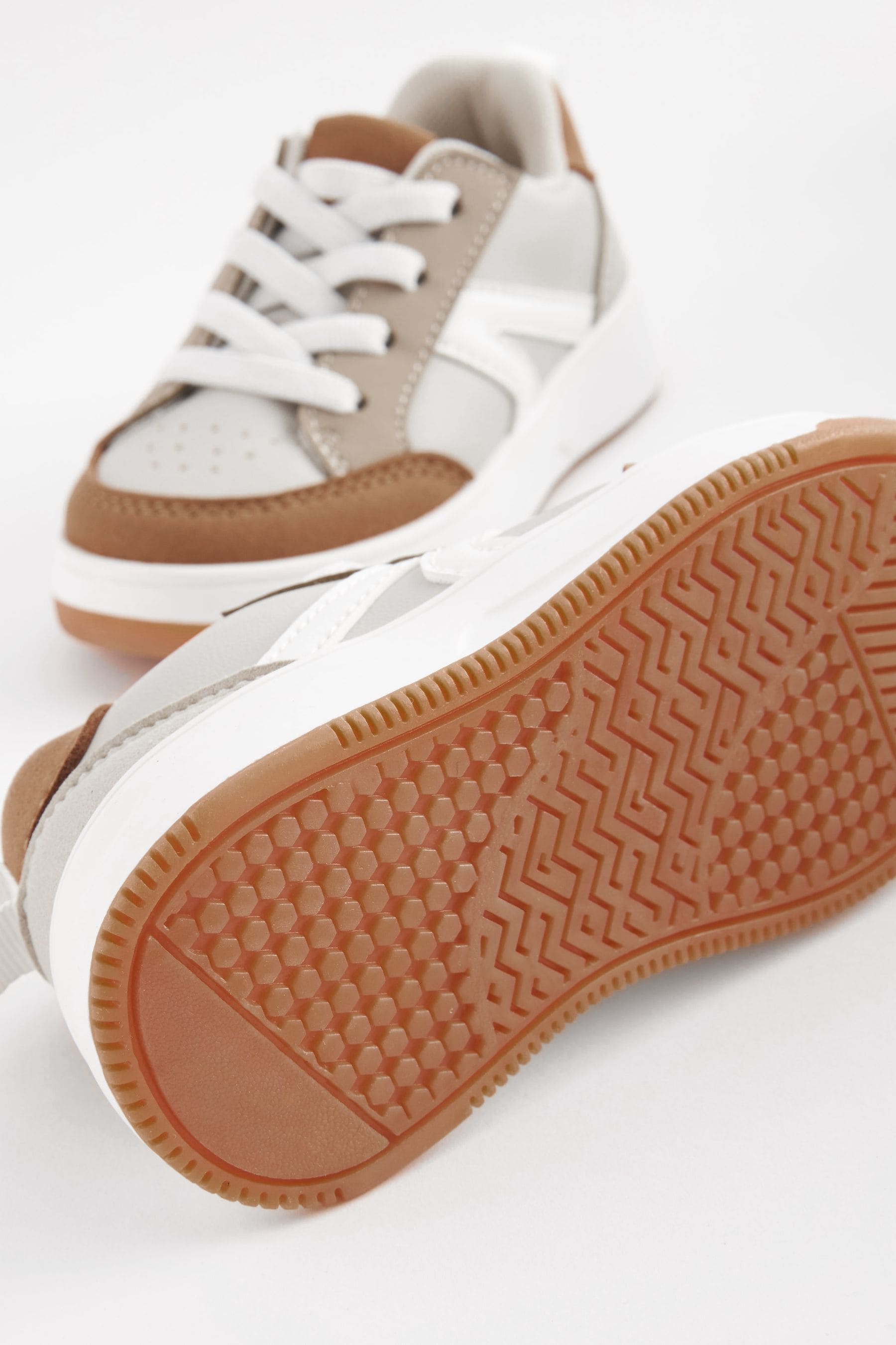 Neutral Elastic Lace Trainers