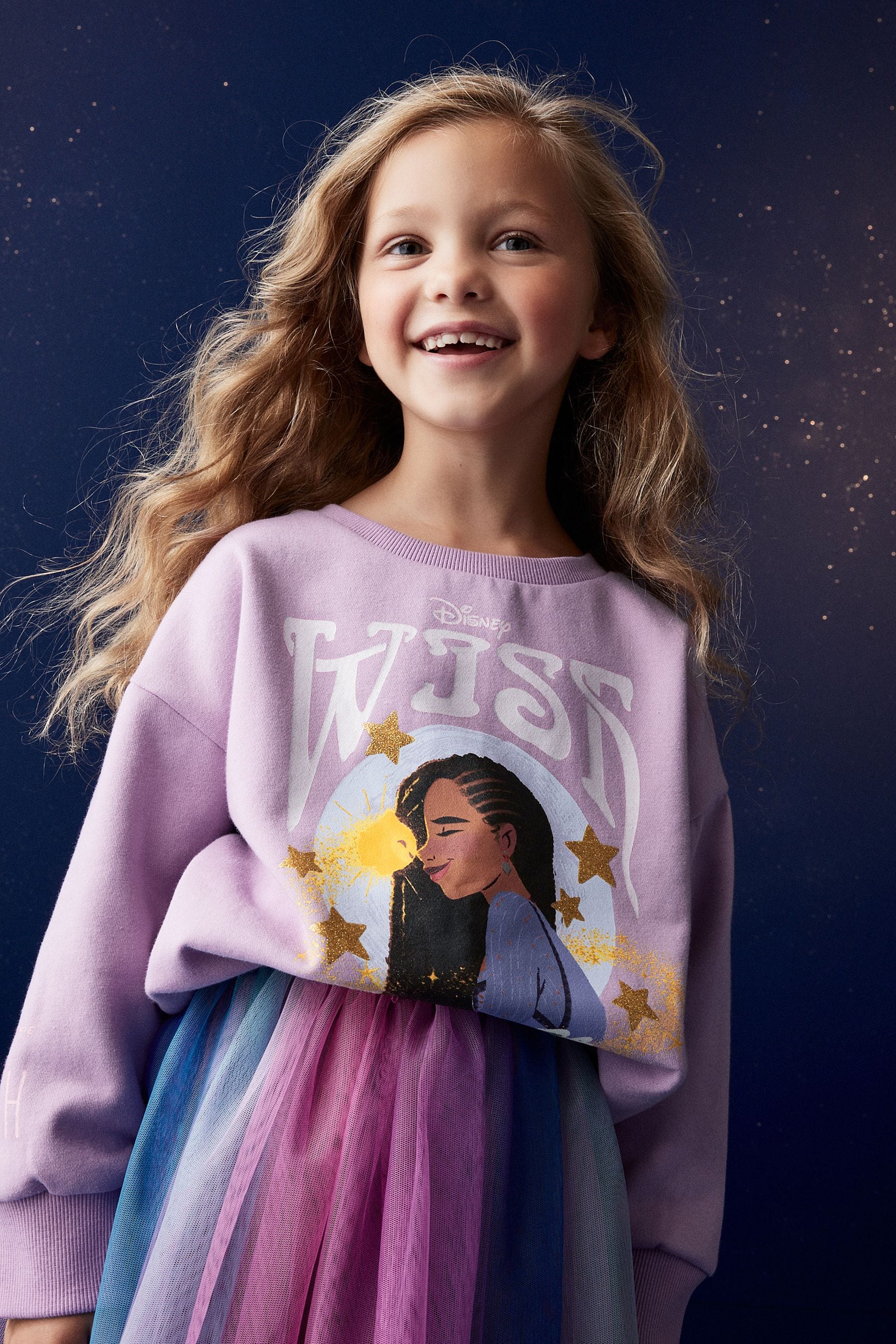 Purple Disney Wish Crew Sweatshirt Top (3-16yrs)