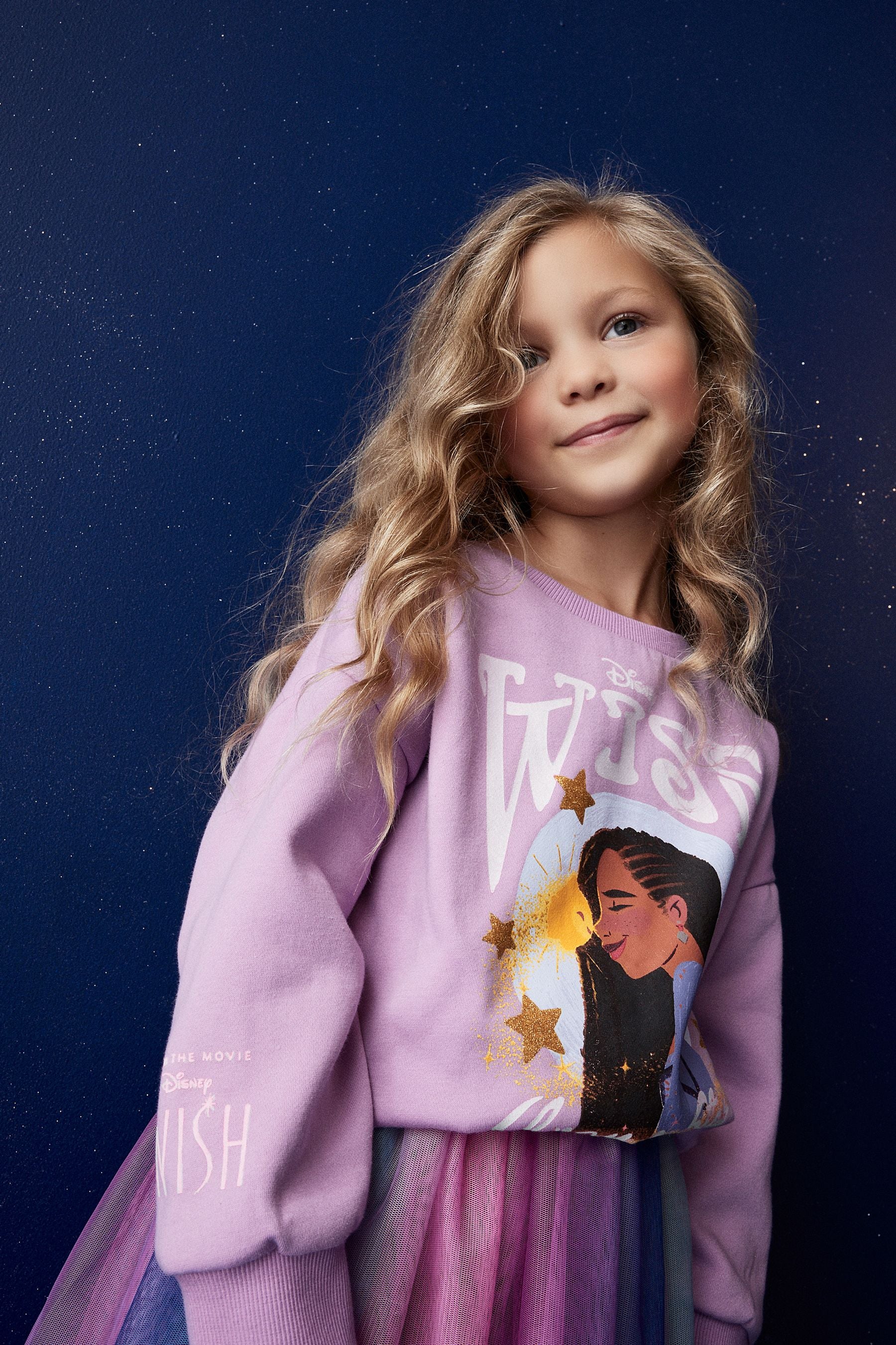 Purple Disney Wish Crew Sweatshirt Top (3-16yrs)