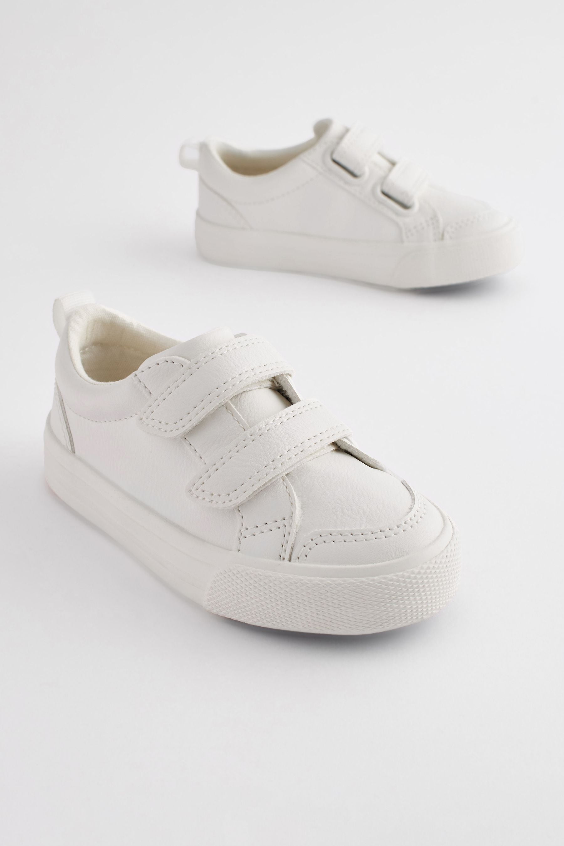 White Two Strap Touch Fastening Trainers