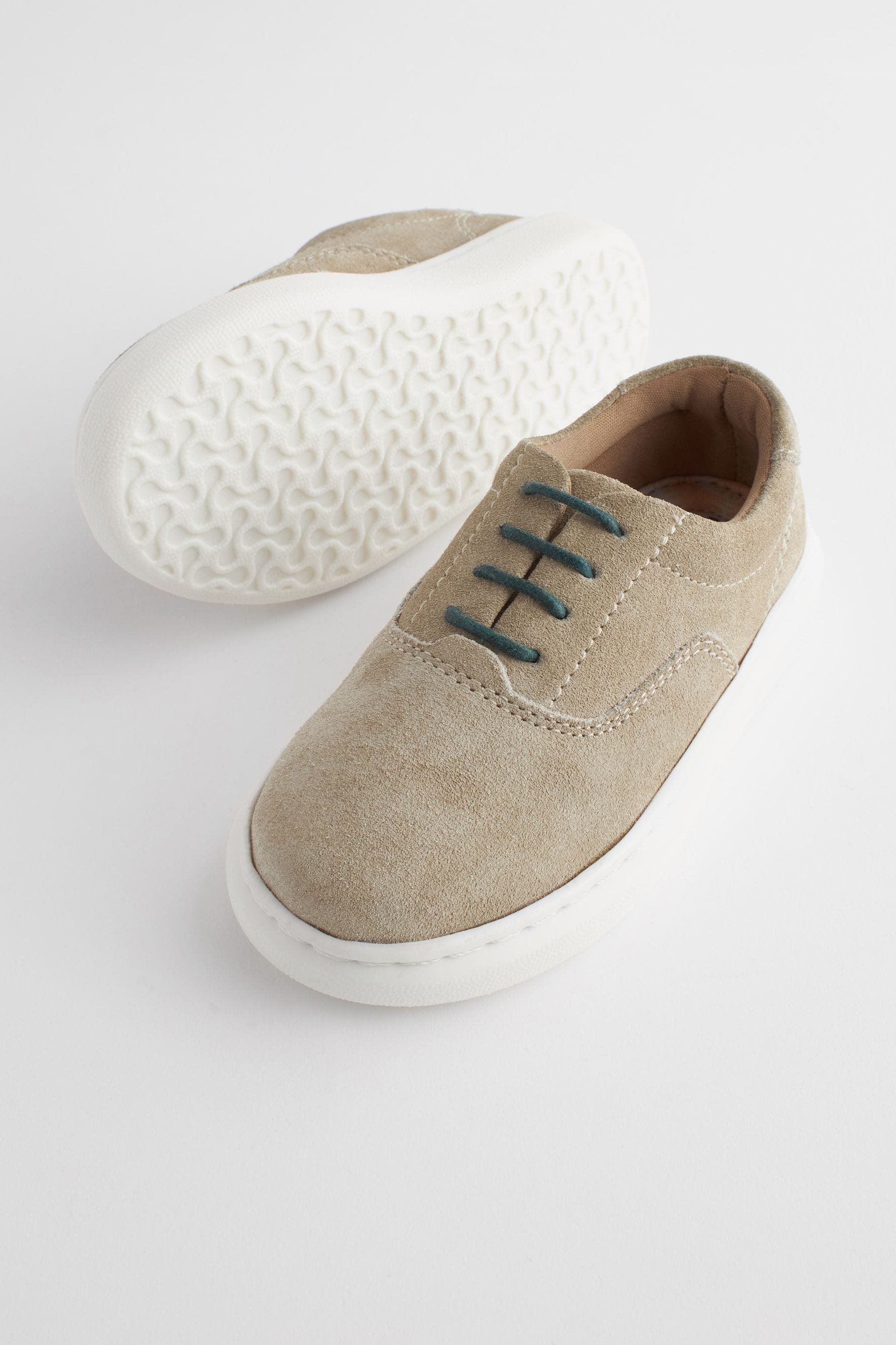 Neutral Stone Smart Leather Lace-Up Shoes