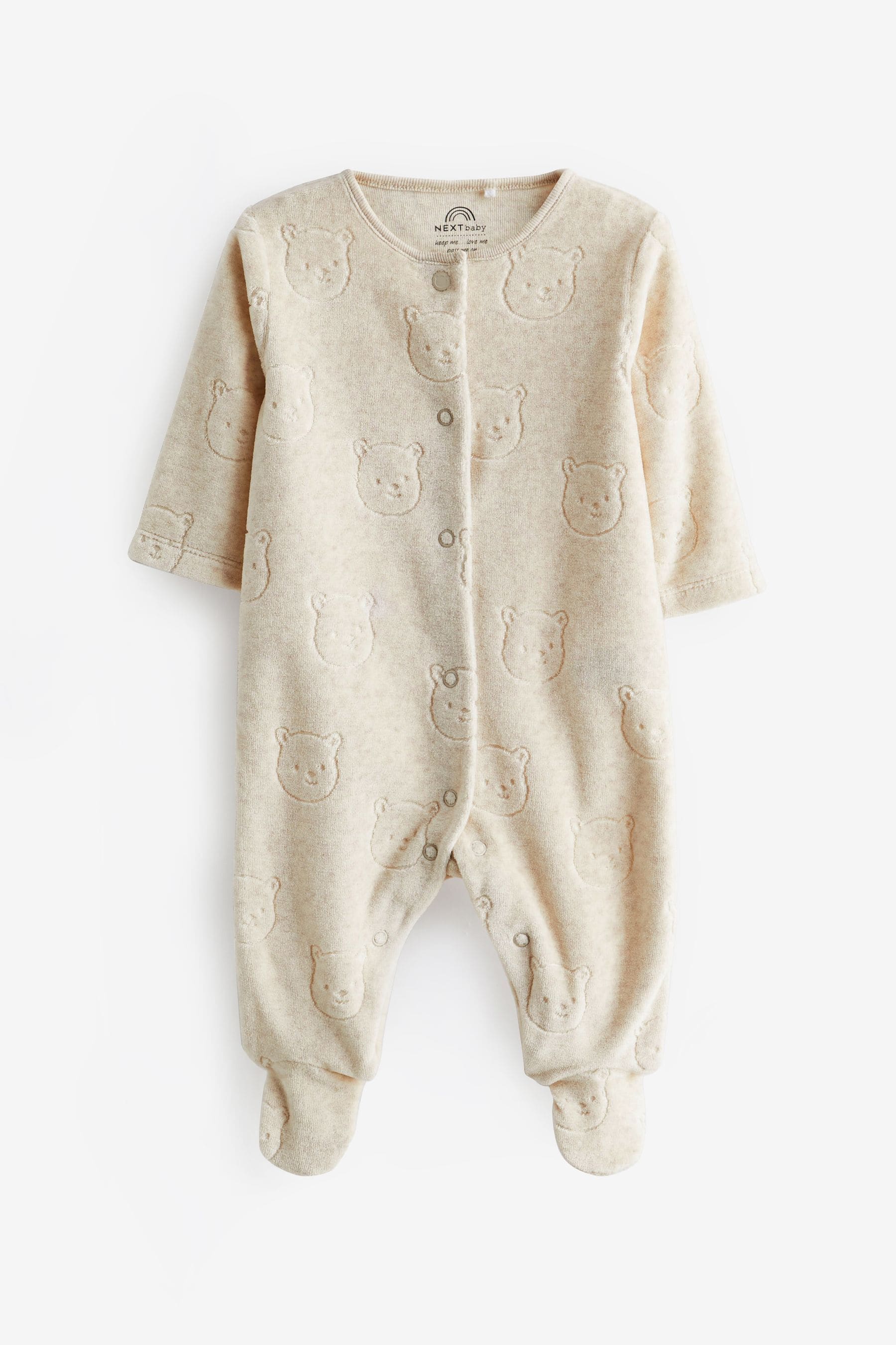 Oatmeal Bear Velour Sleepsuit (0mths-3yrs)