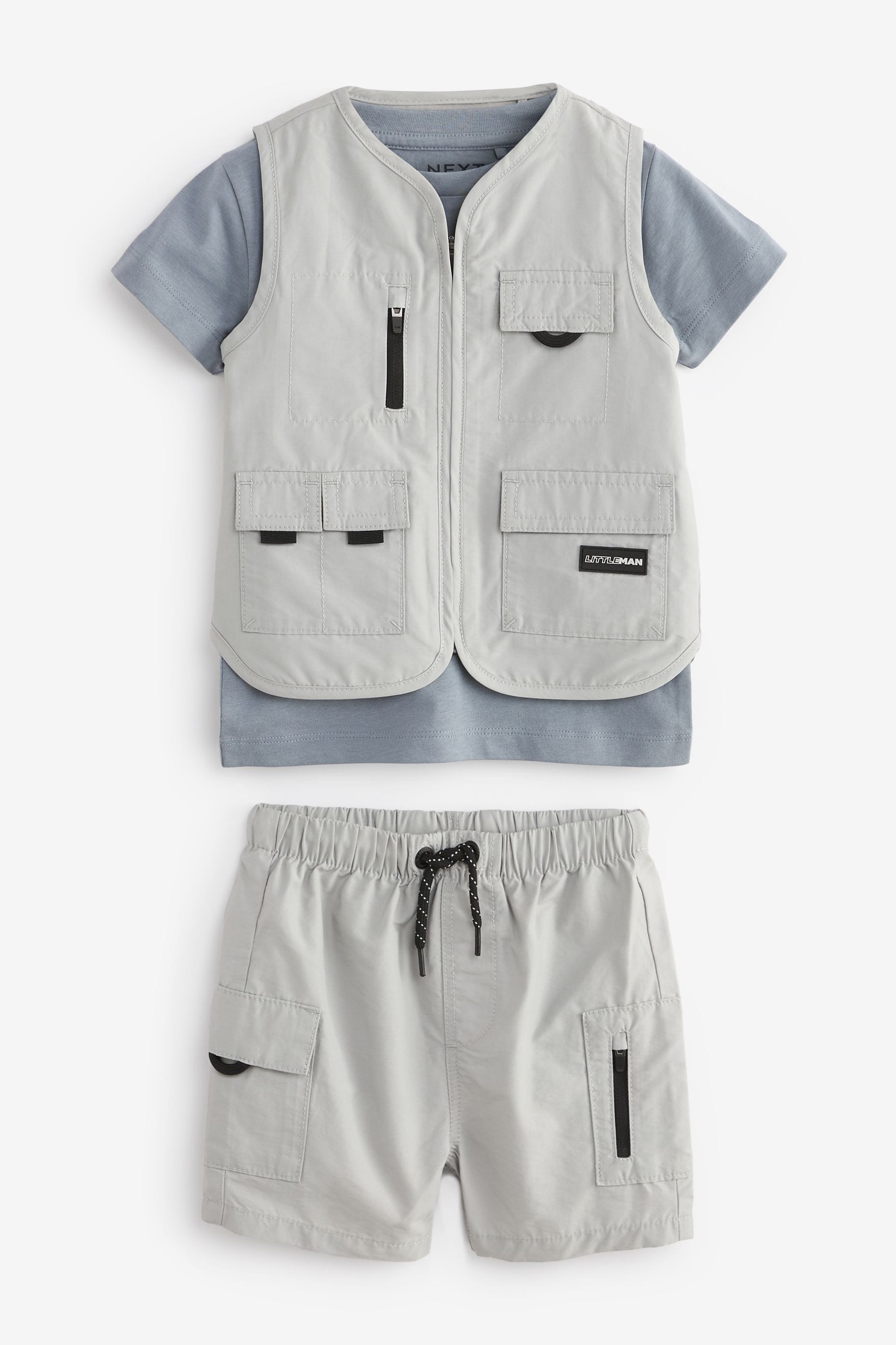 Grey Gilet, T-Shirt and Shorts Set (3mths-7yrs)