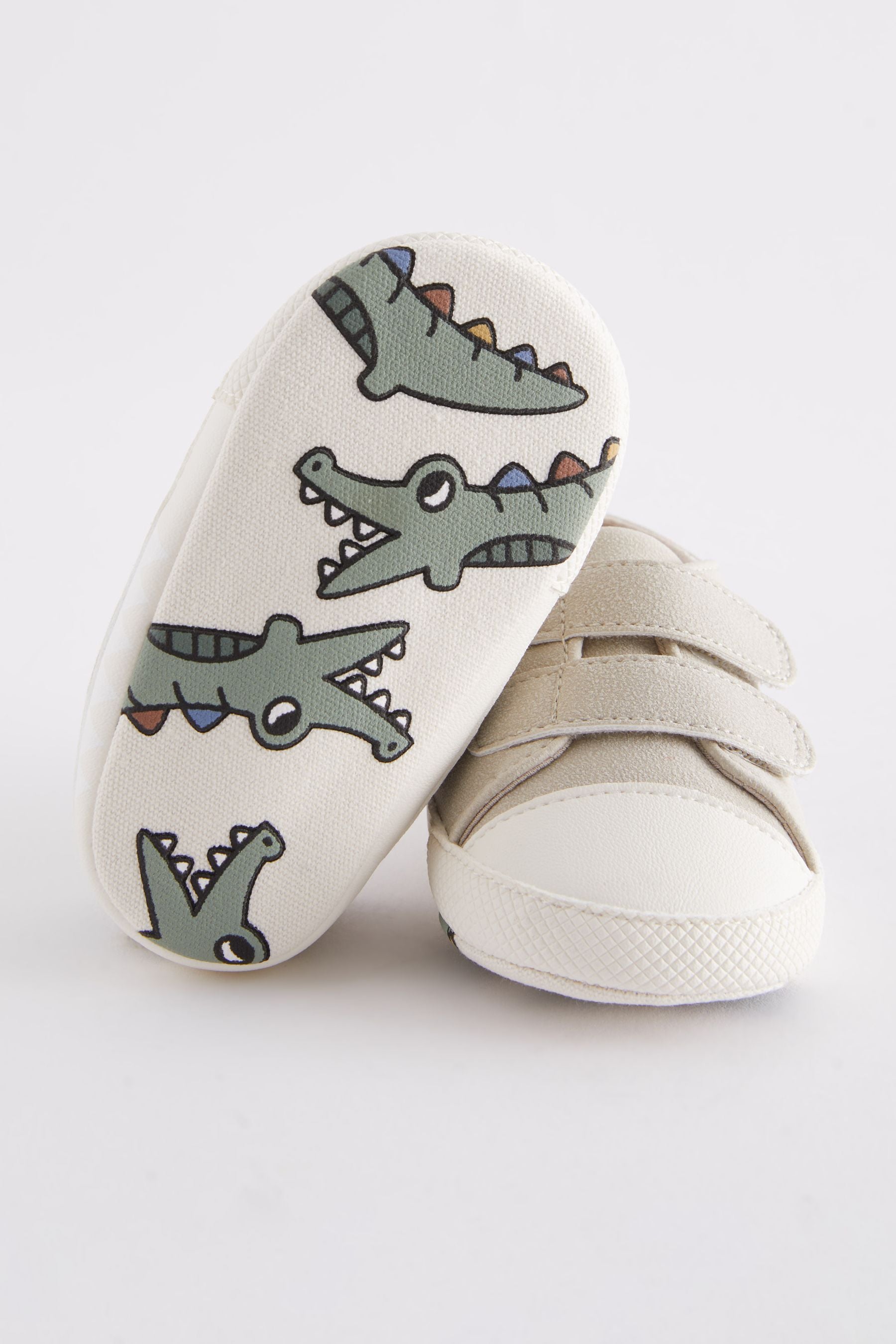 Neutral Crocodile Two Strap Baby Trainers (0-24mths)