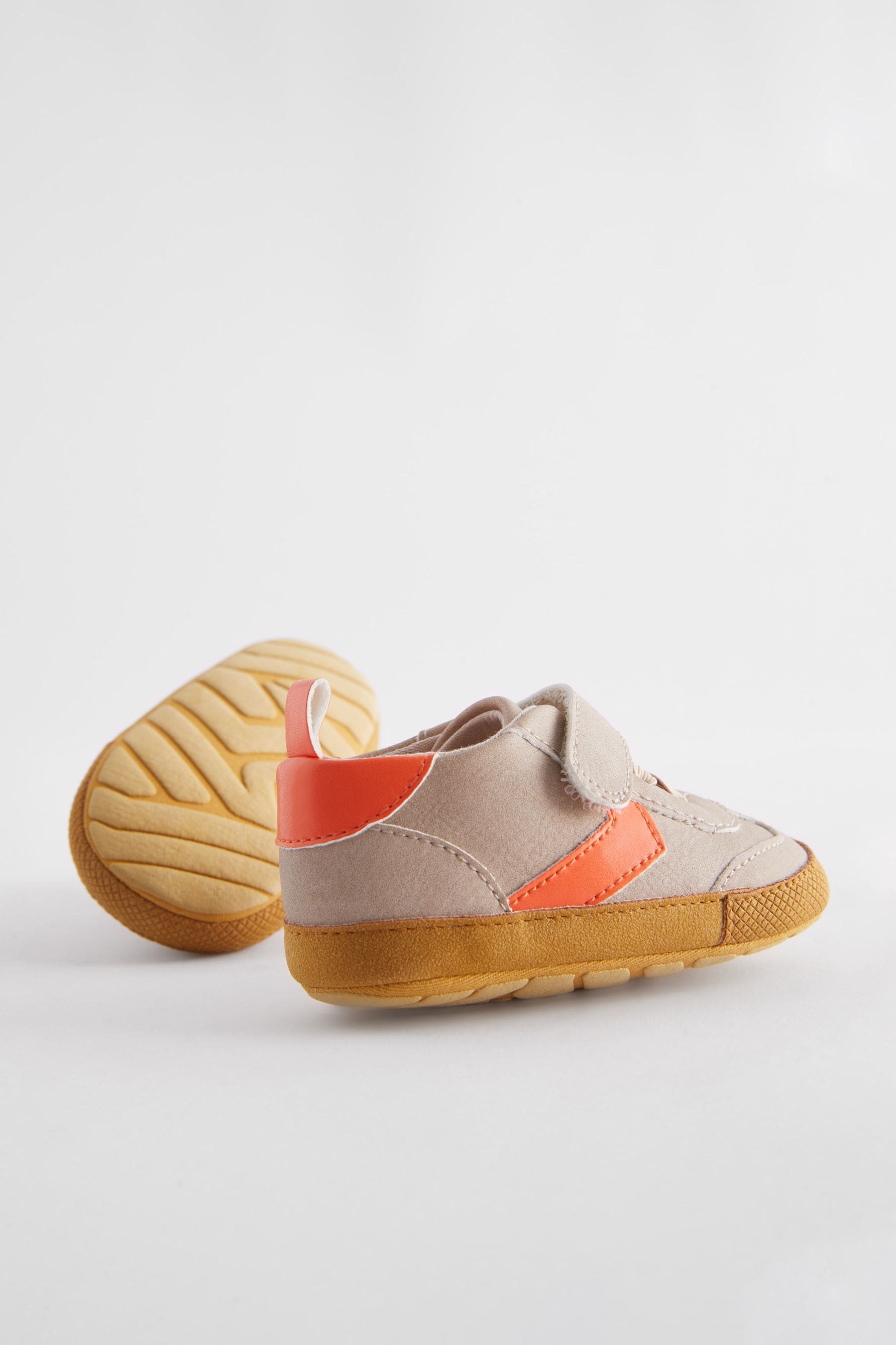 Neutral/Orange Touch Fastening Chevron Baby Trainers (0-24mths)