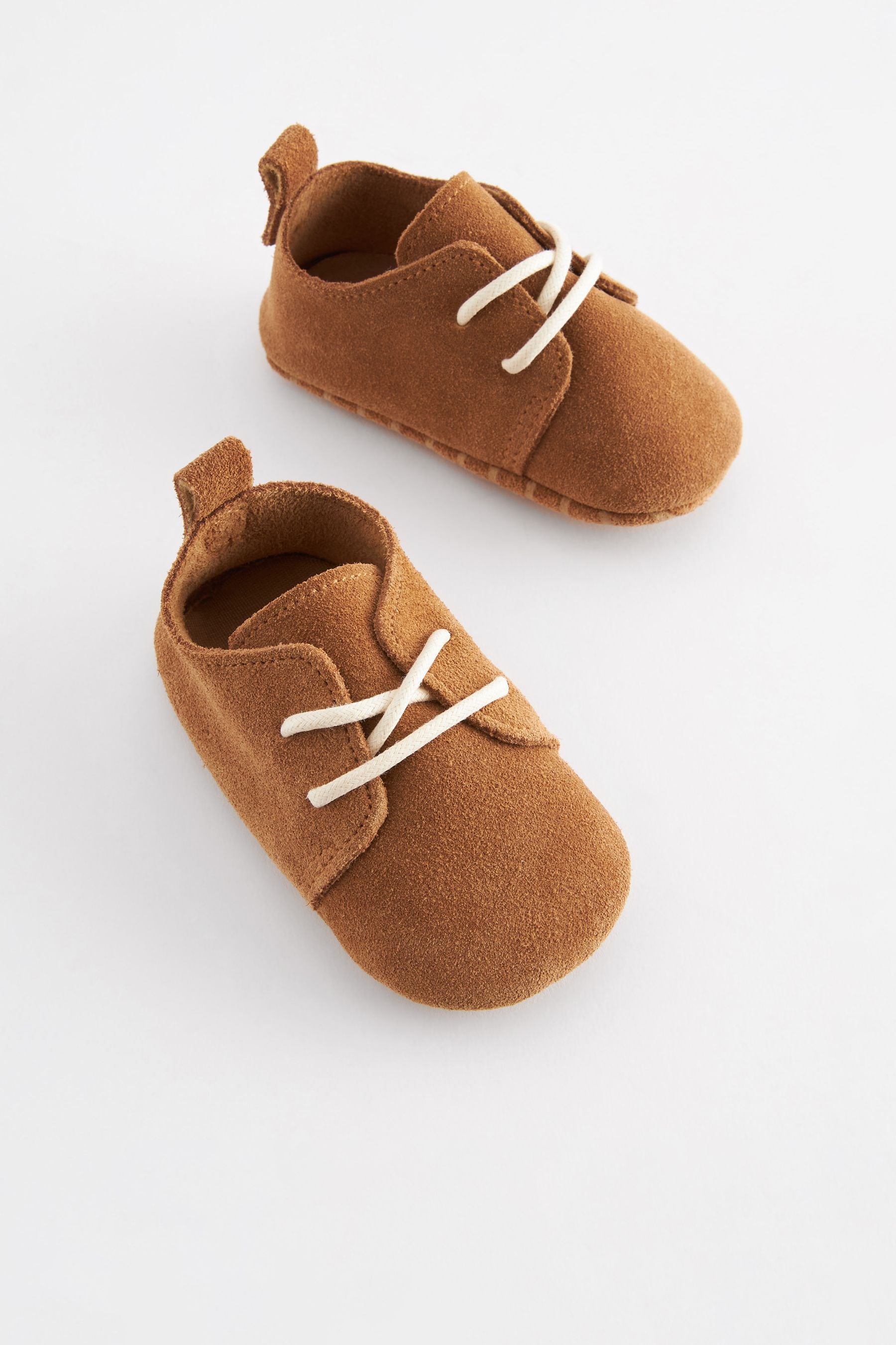 Tan Brown Suede Lace-Up Baby Shoes (0-24mths)