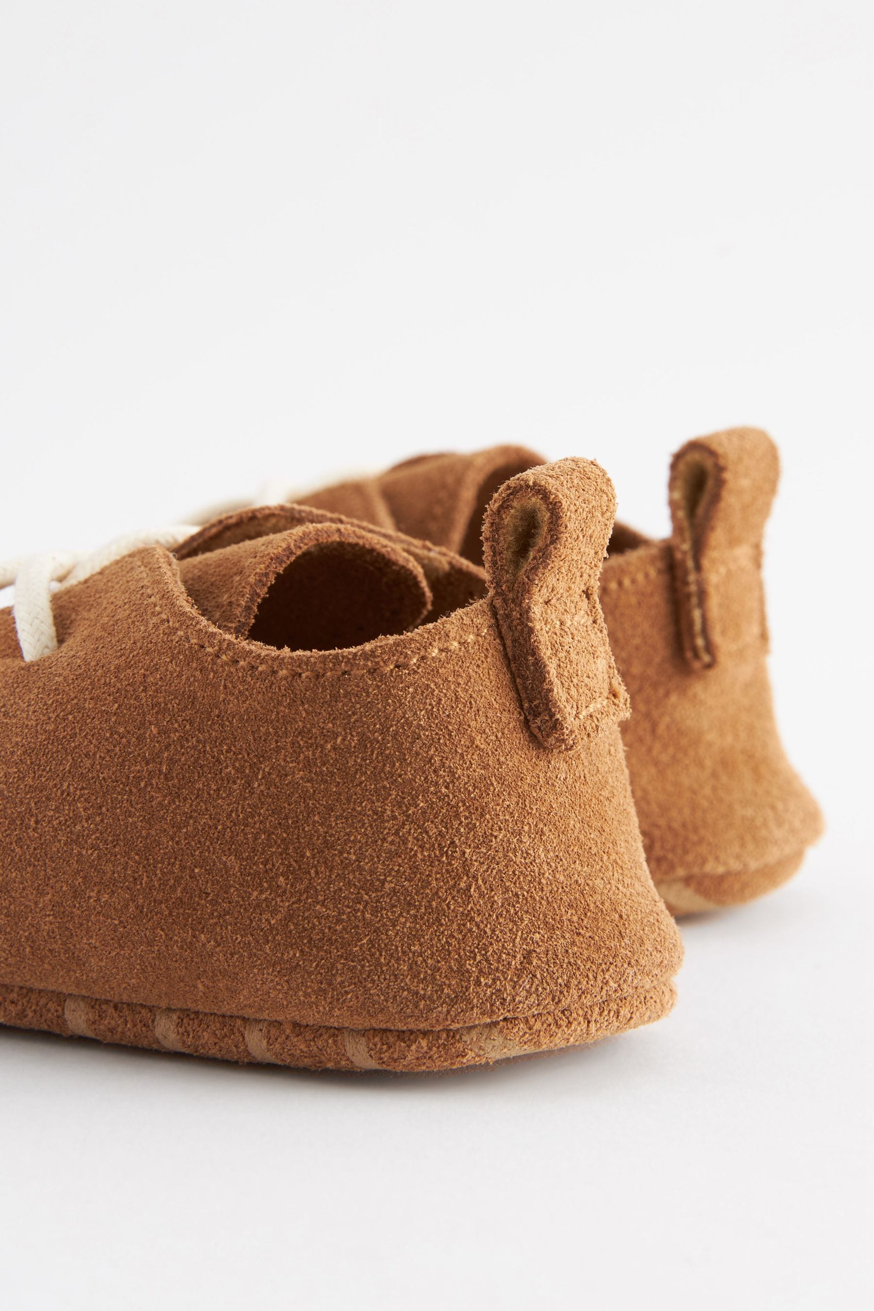 Tan Brown Suede Lace-Up Baby Shoes (0-24mths)