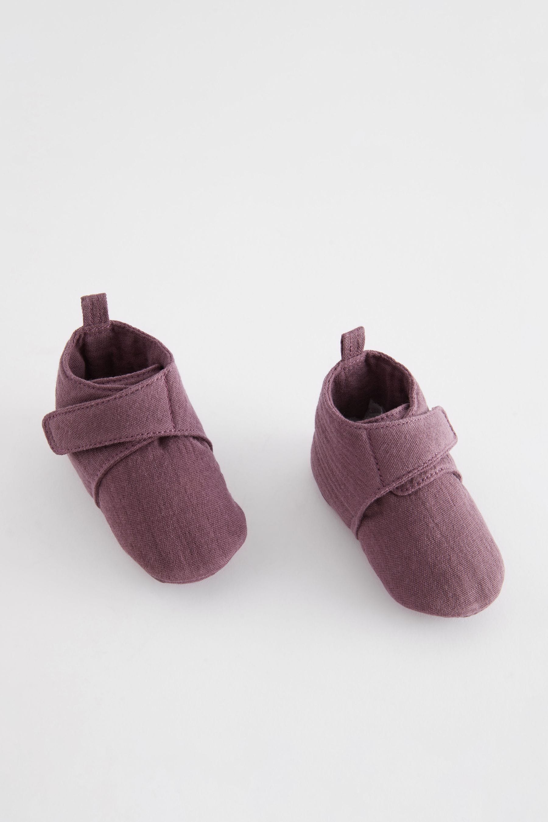 Mauve Purple Muslin Wrap Baby Boots (0-2mths)