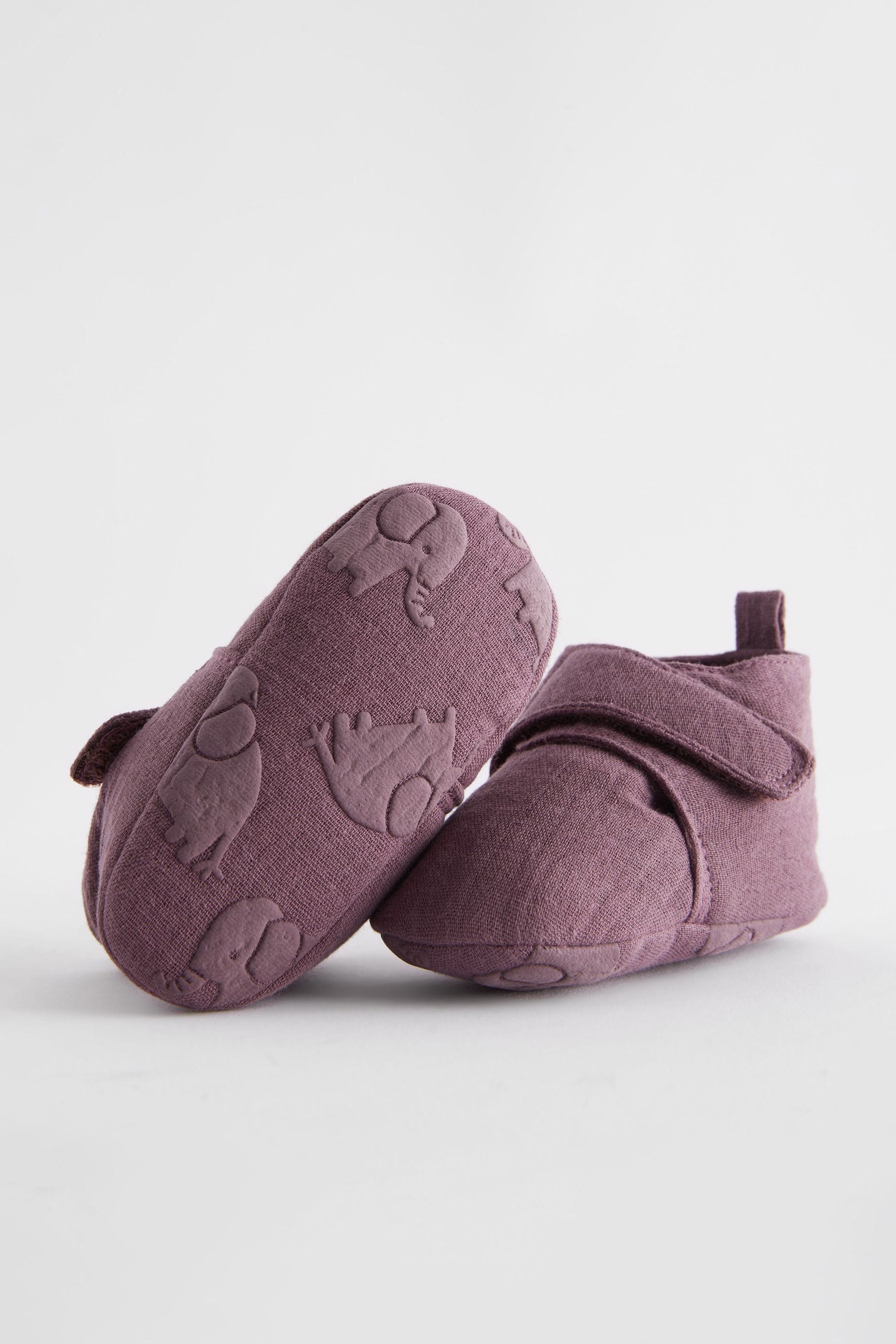 Mauve Purple Muslin Wrap Baby Boots (0-2mths)