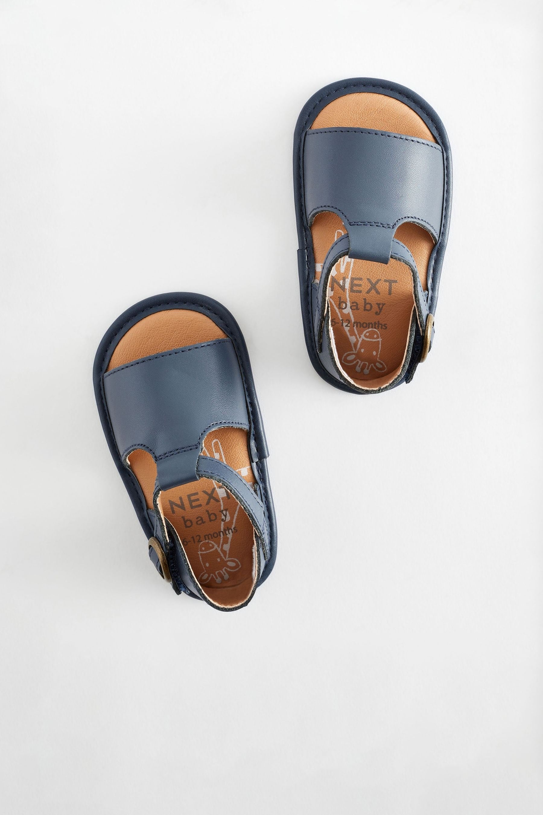 Navy Leather Baby Sandals (0-24mths)