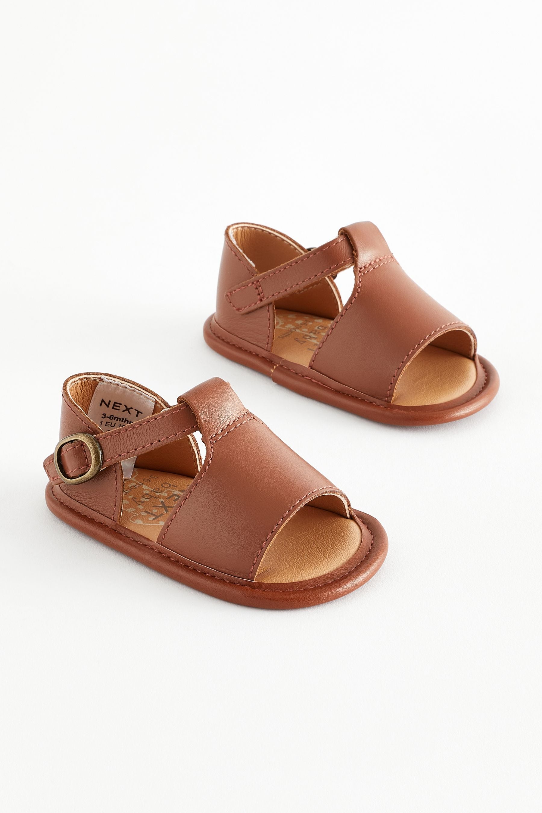 Tan Brown Leather Baby Sandals (0-24mths)