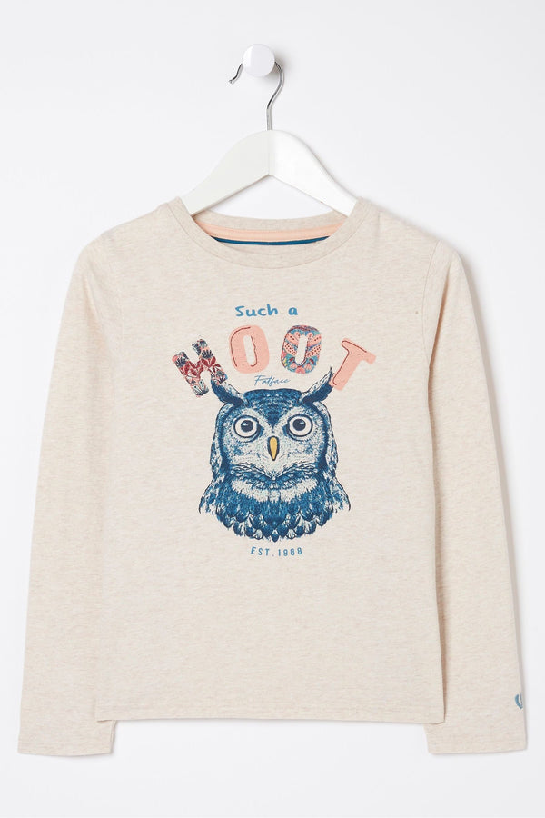 Natural FatFace Owl Graphic T-Shirt