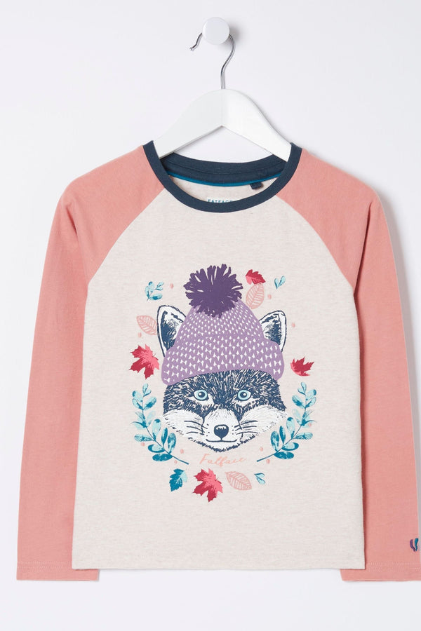 Natural FatFace Fox Raglan T-Shirt