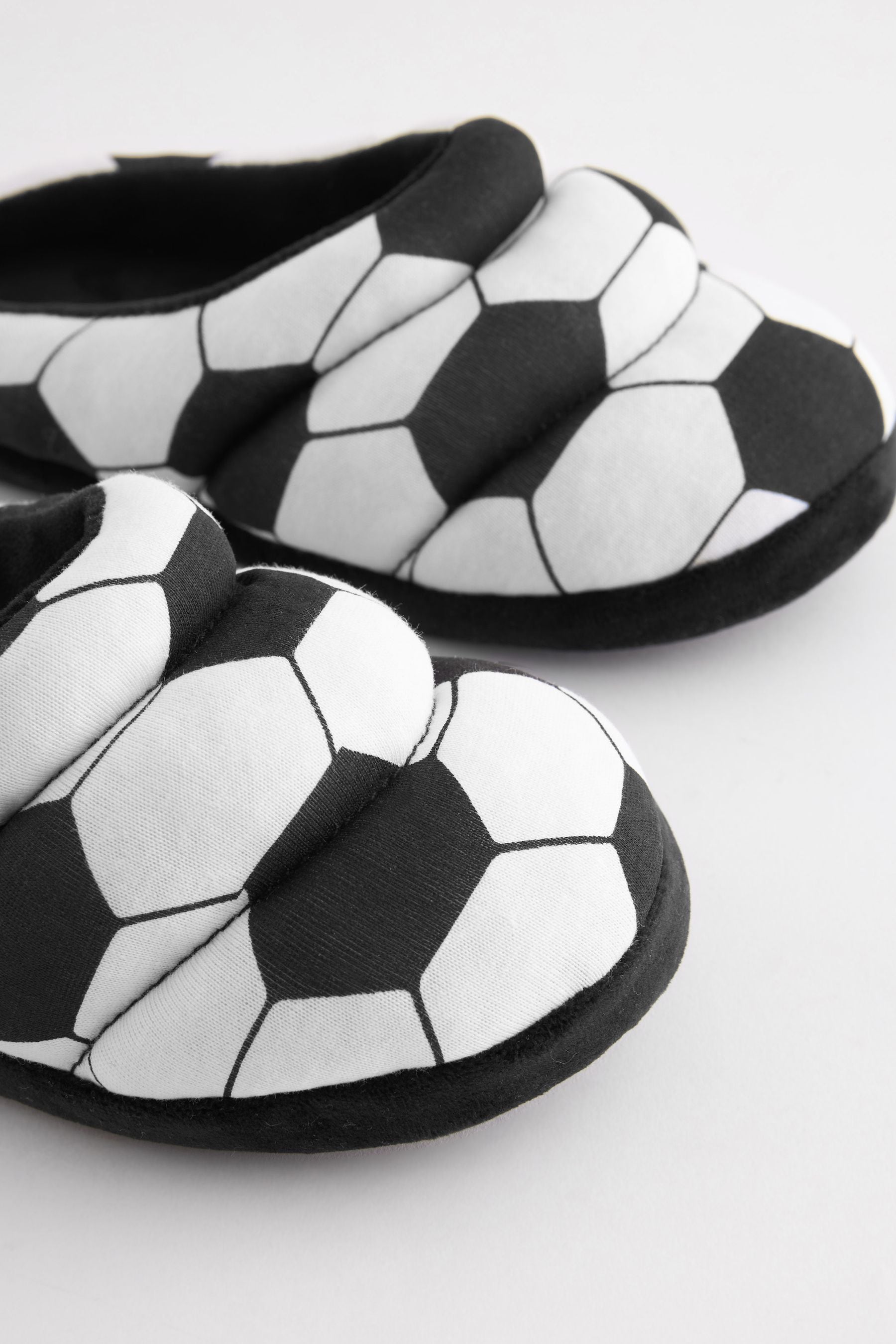 Black/White Fotball Slipper Mules